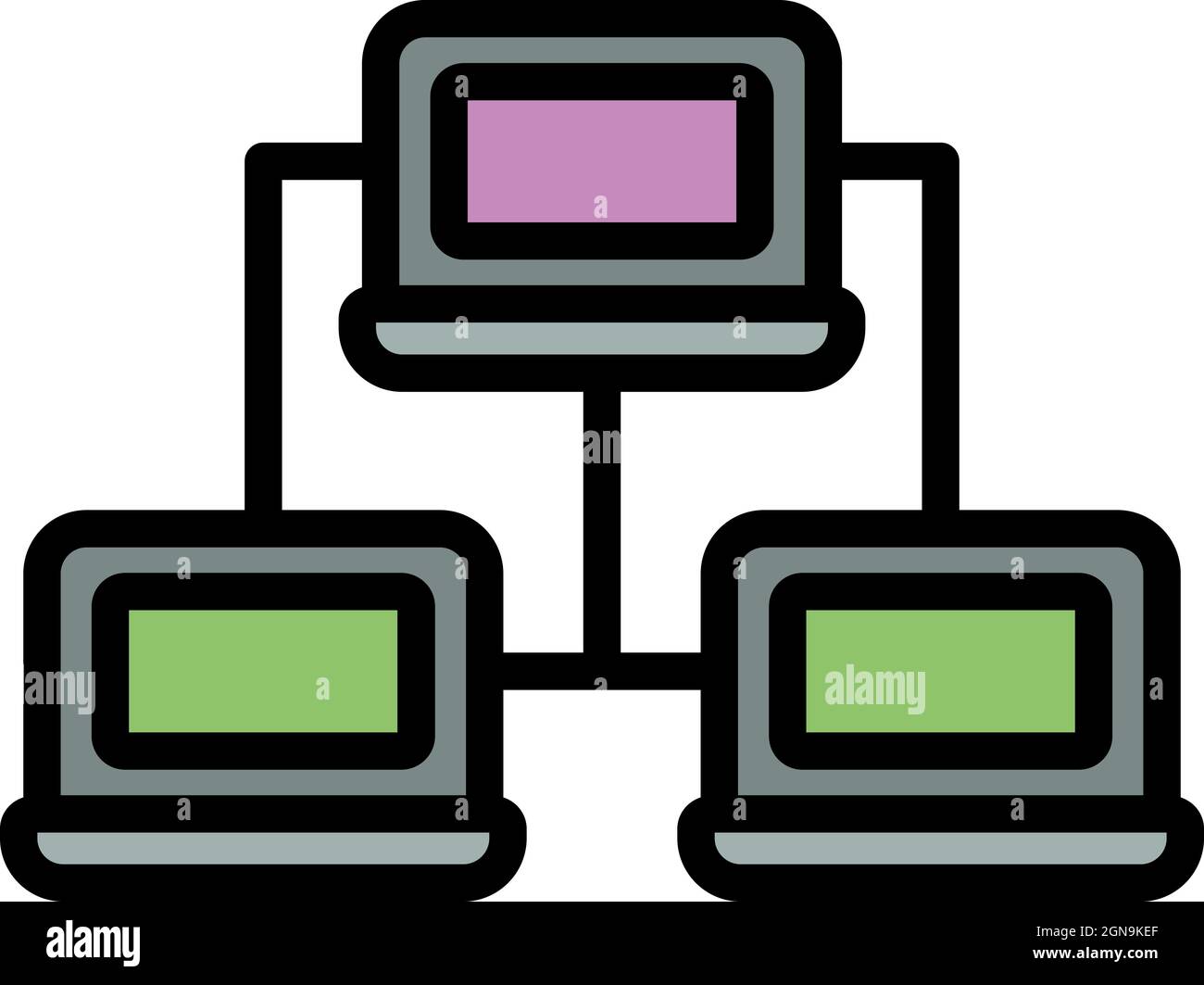 Computer network icon. Outline computer network vector icon color flat ...