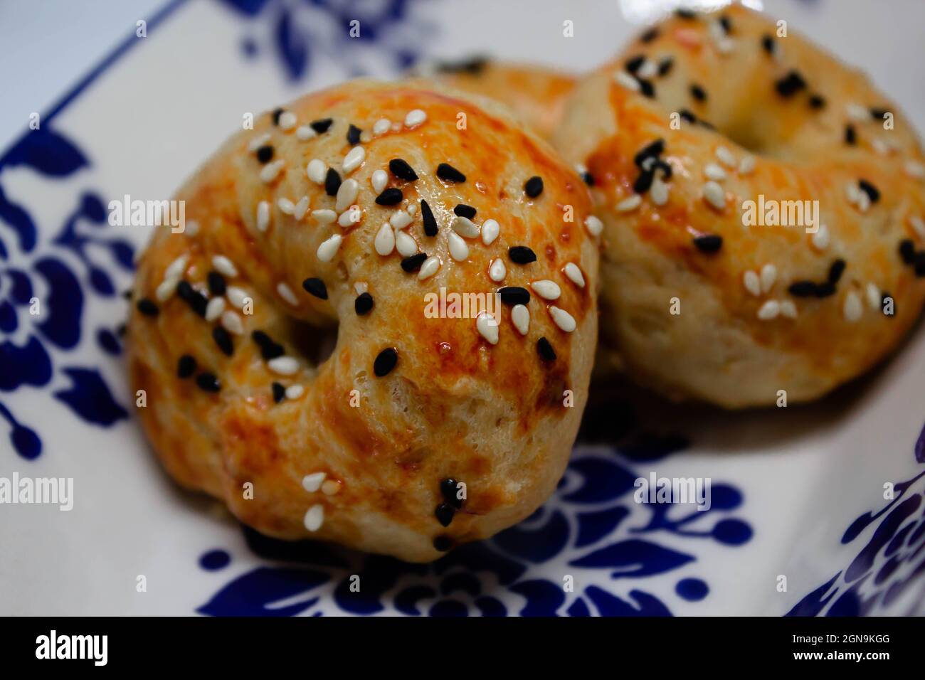 Turkish style pastry made by grandmother. Freshly baked pastry with cheese filling. Oven bake products. Stock Photo