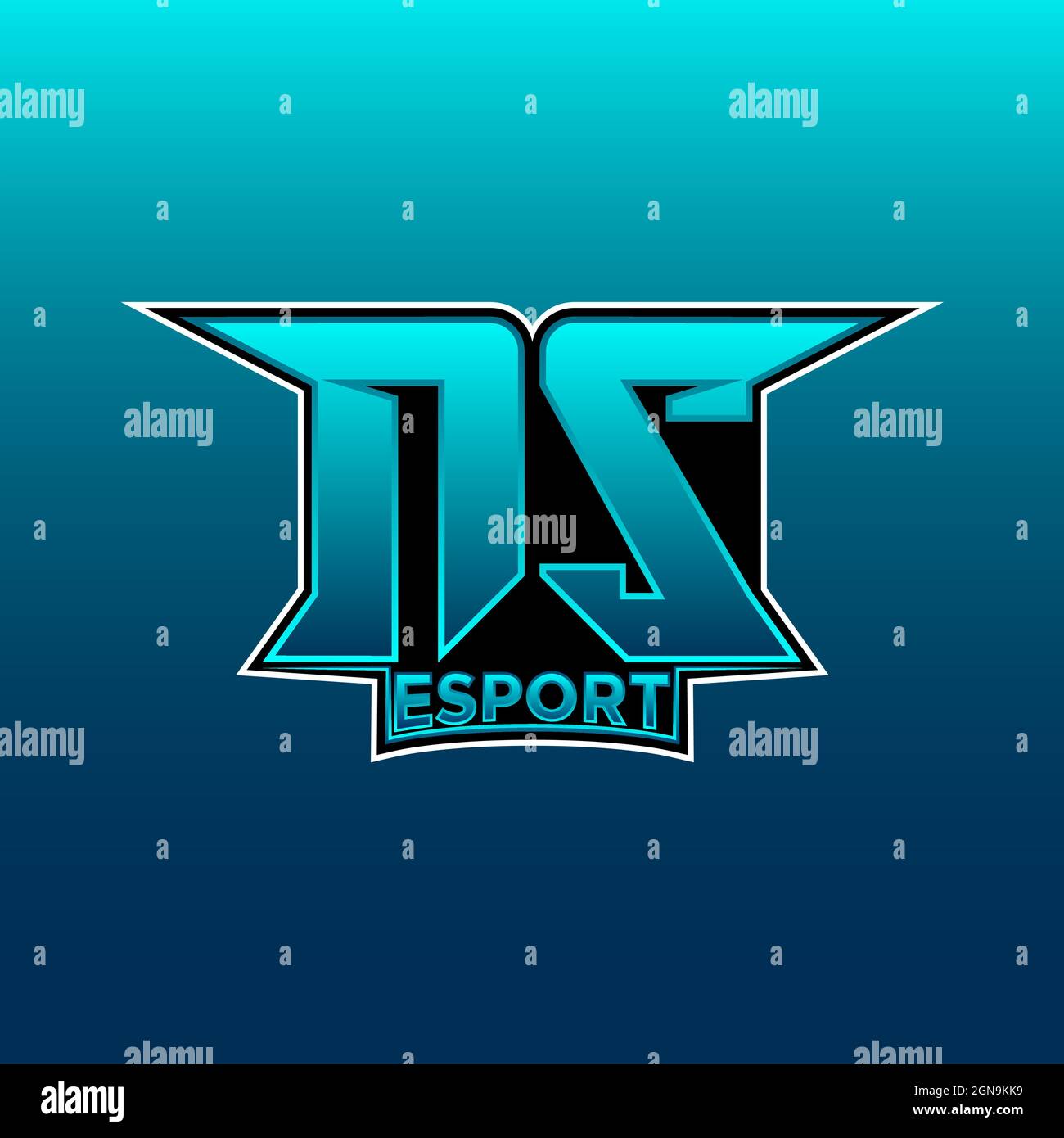 NS Logo ESport Gaming Initial with Blue Light Color design vector ...