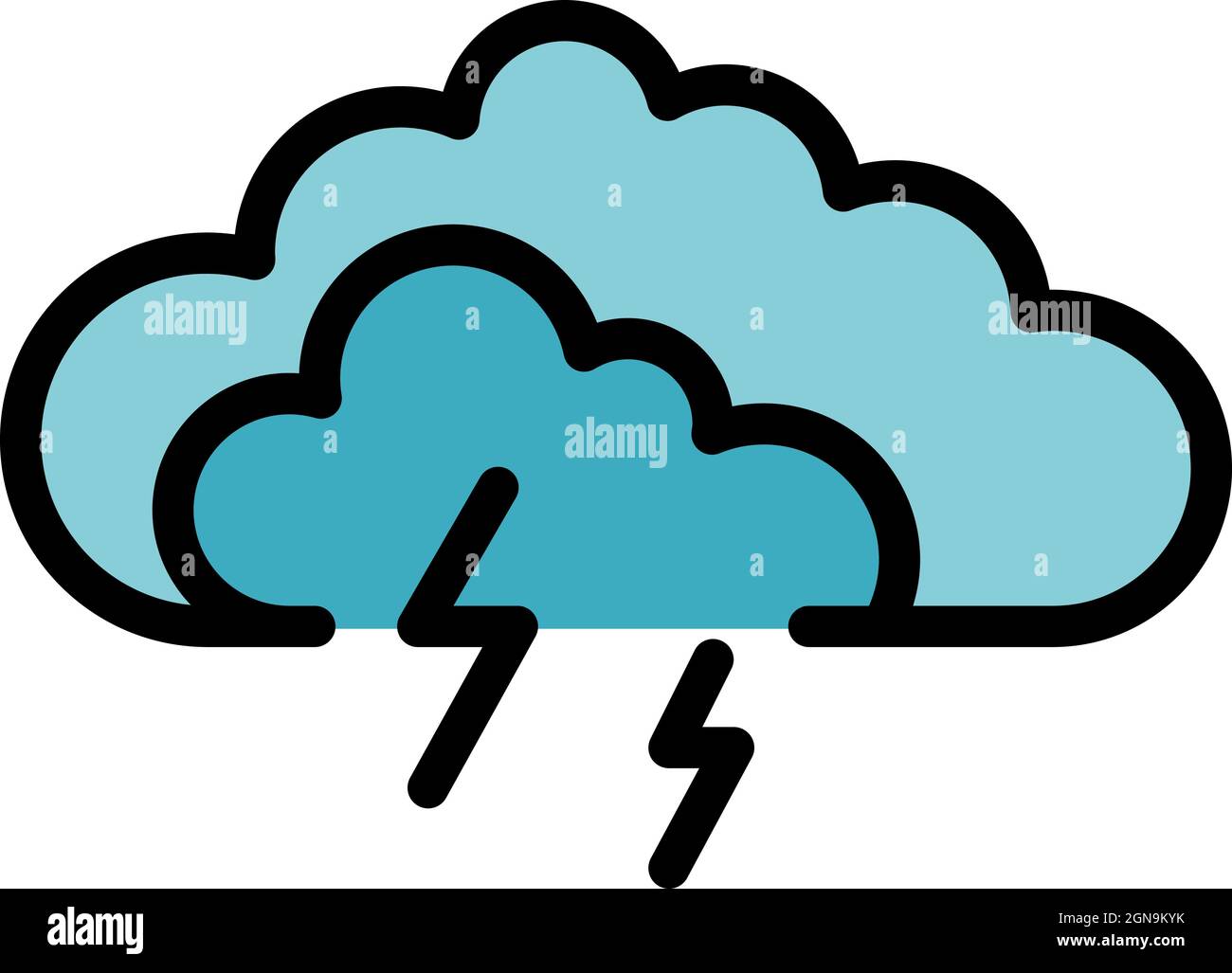 Storm cloud icon. Outline storm cloud vector icon color flat isolated ...