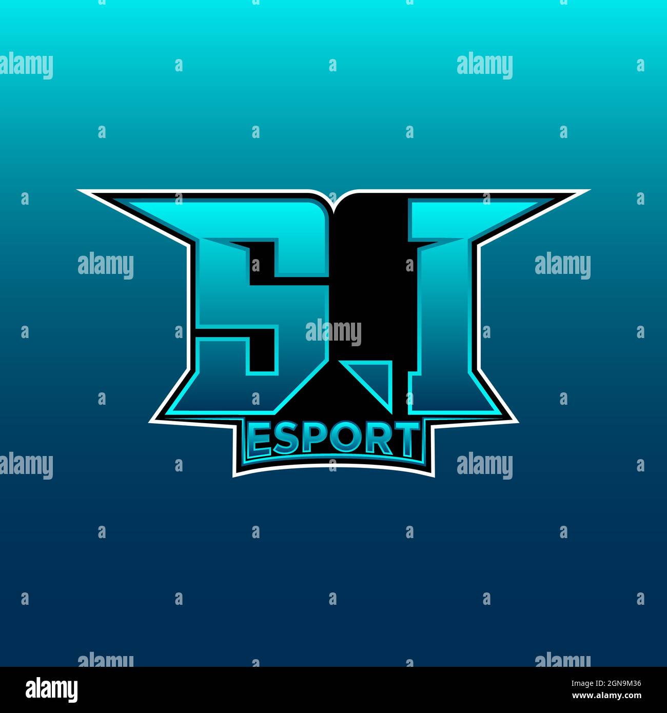 SI Logo ESport Gaming Initial with Blue Light Color design vector template Stock Vector