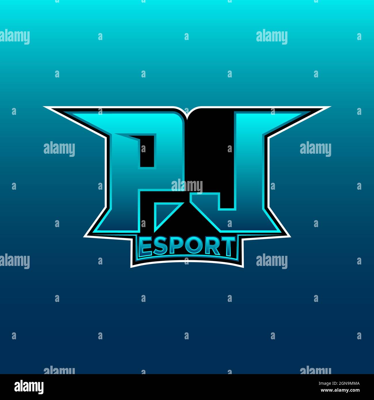 PL Logo ESport Gaming Initial with Blue Light Color design vector template Stock Vector