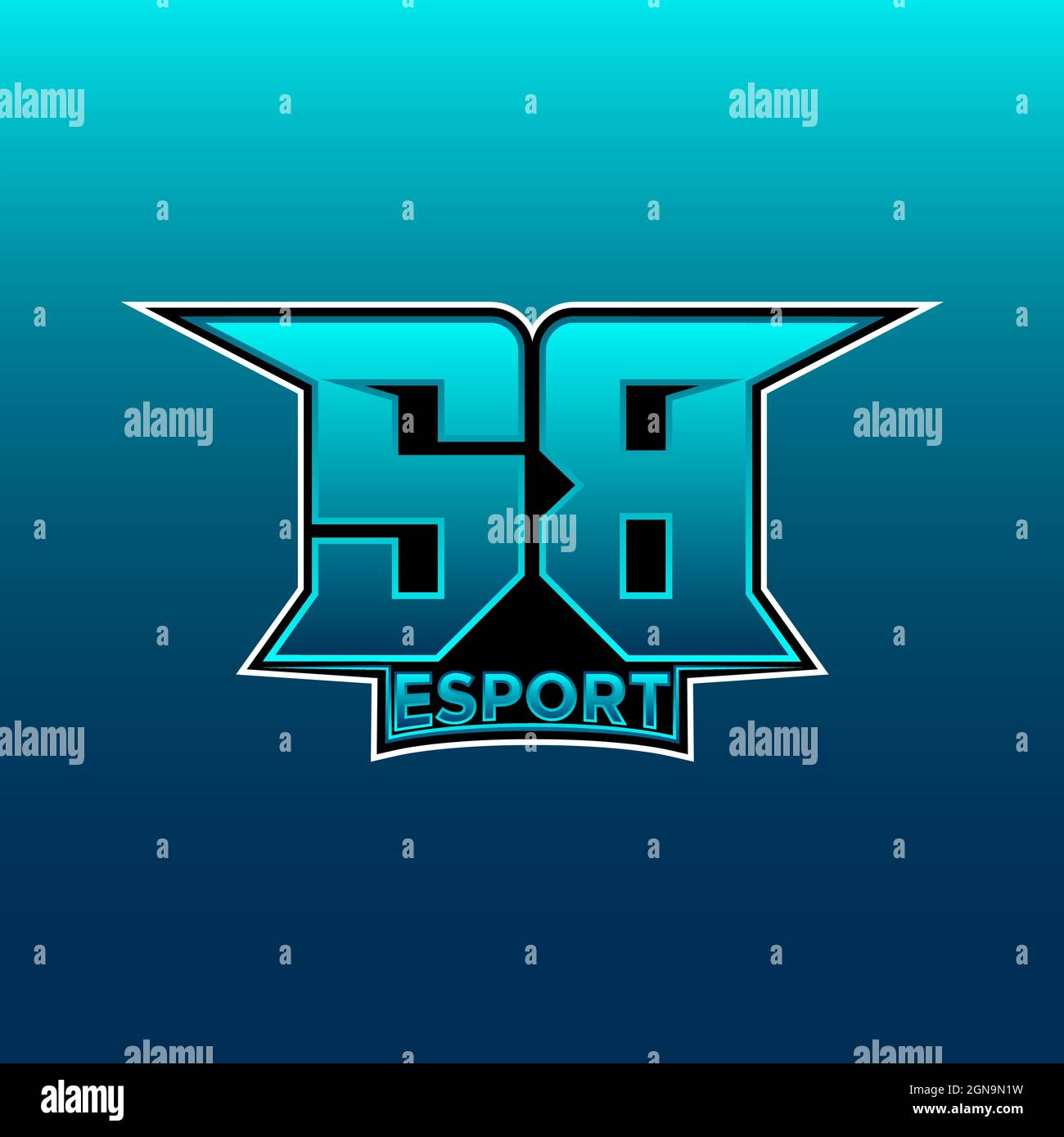 SB Logo ESport Gaming Initial with Blue Light Color design vector template Stock Vector