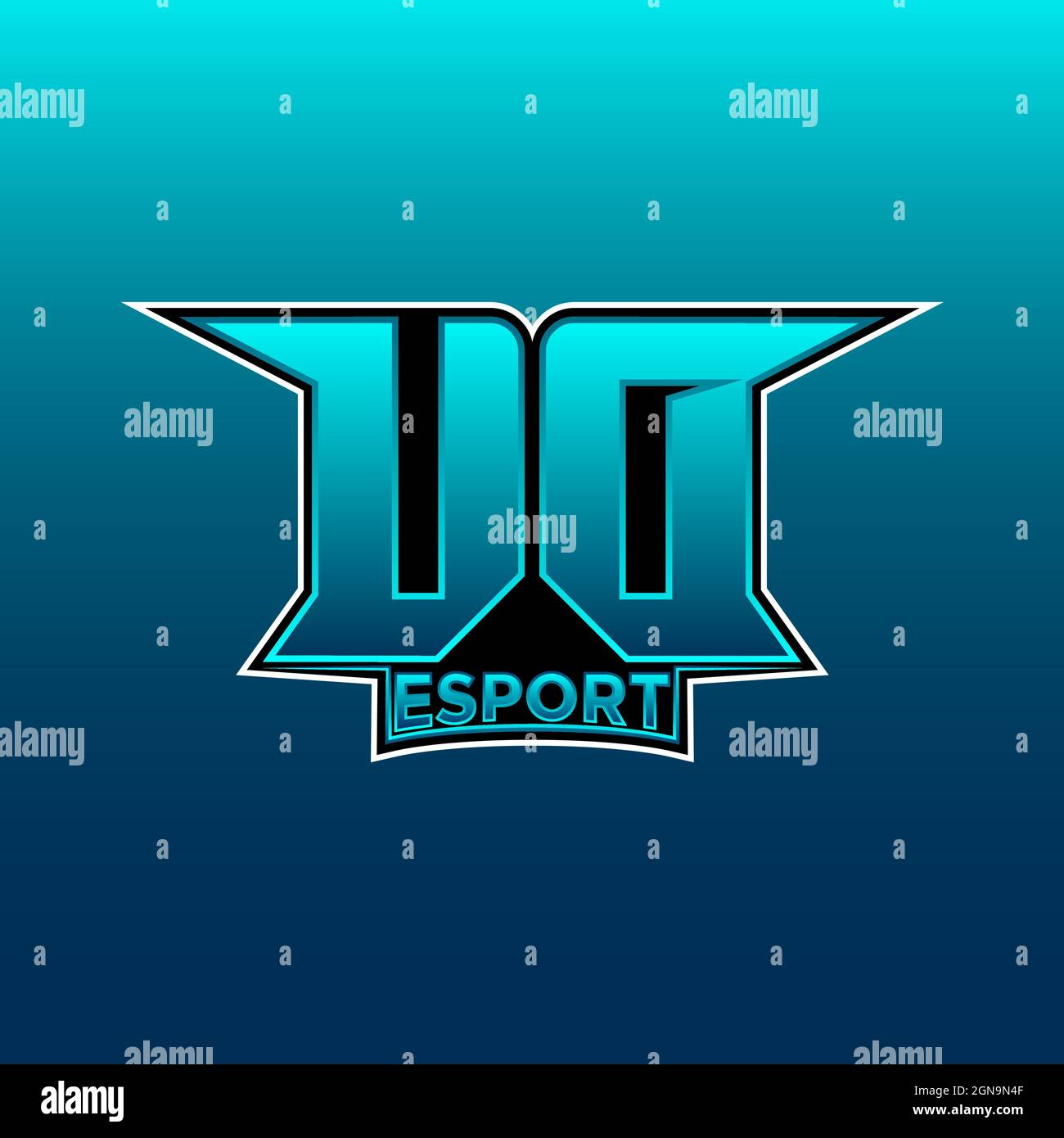 UD Logo ESport Gaming Initial with Blue Light Color design vector ...