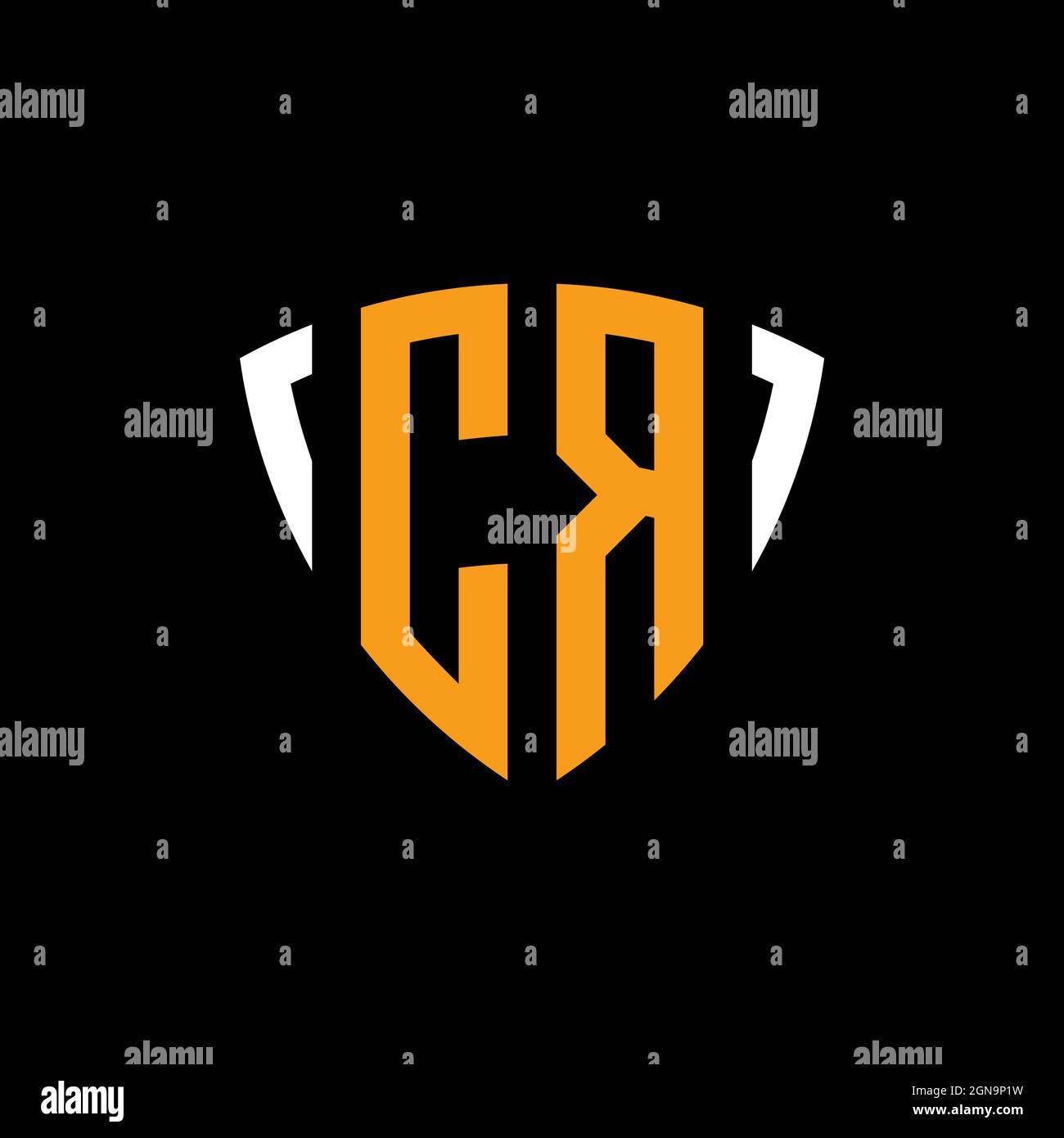 CR logo with shield white orange shape design template isolated on ...