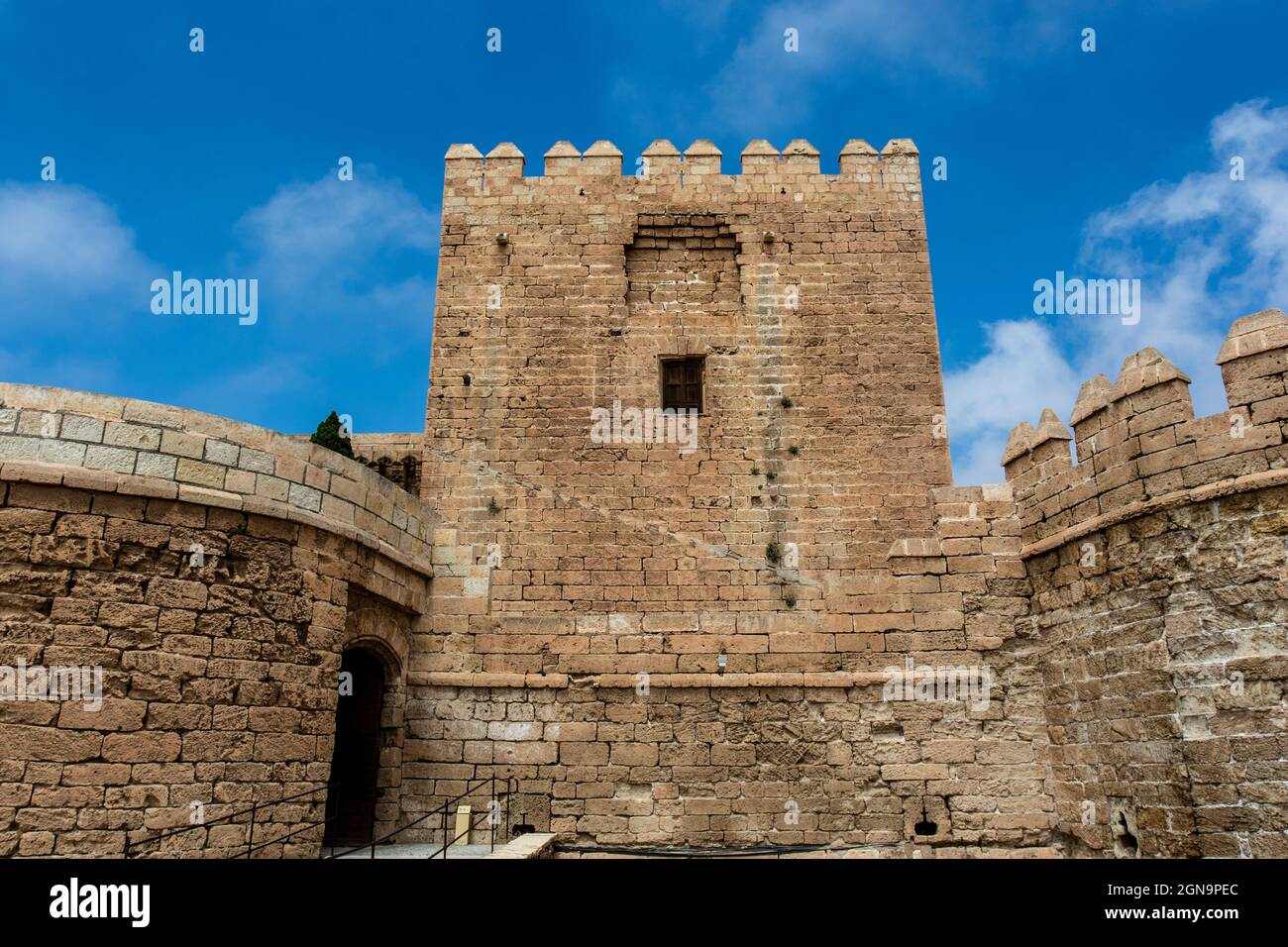Wall of the Alcazaba of Almería, a fortified complex in Almería, Andalusia, southern Spain, Europe Stock Photo