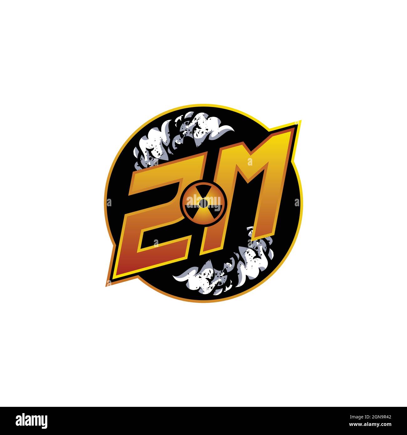 ZM Logo Monogram Gaming with Gas Shape designs template vector icon modern Stock Vector