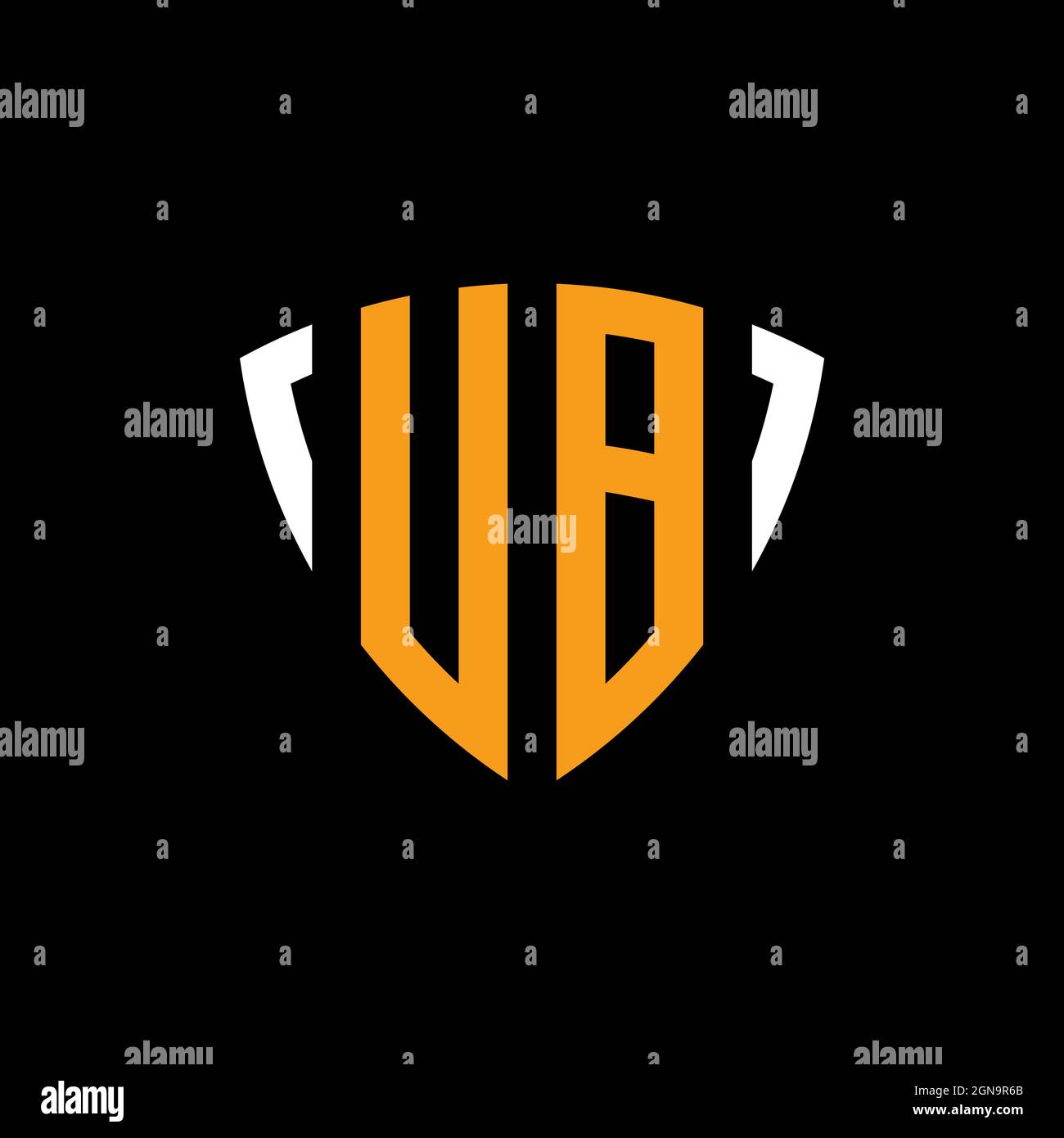 UB logo with shield white orange shape design template isolated on ...