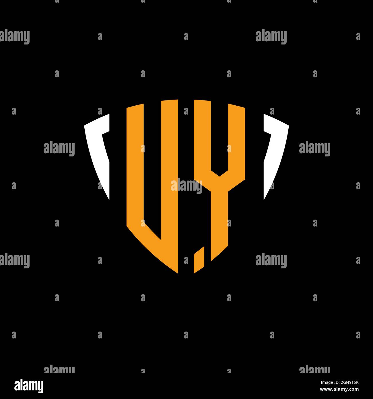 UY logo with shield white orange shape design template isolated on ...