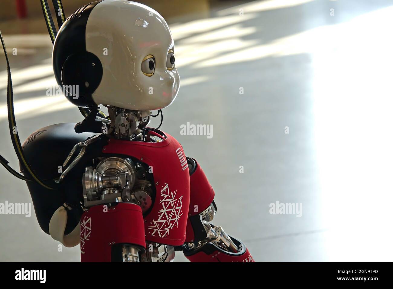 iCub, the small humanoid created by the Italian Institute of Technology. Genoa, Italy - September 2021 Stock Photo