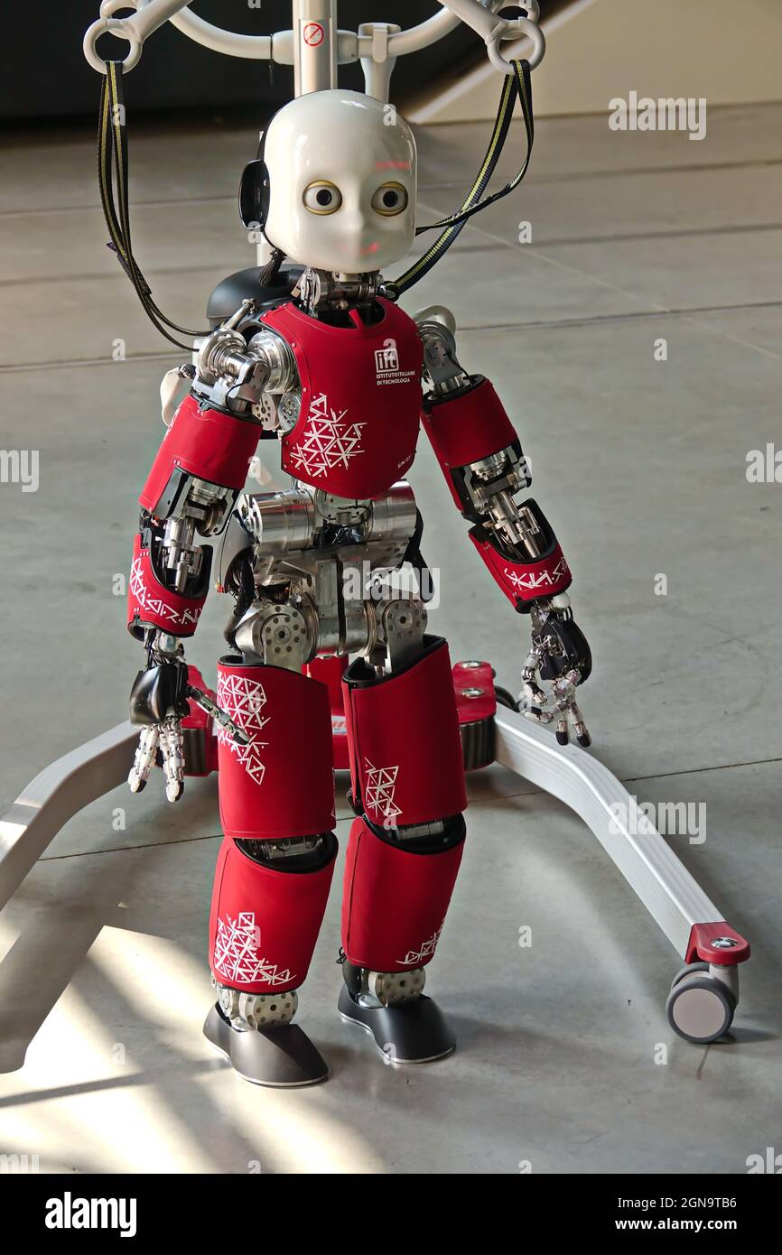 iCub, the small humanoid created by the Italian Institute of Technology. Genoa, Italy - September 2021 Stock Photo