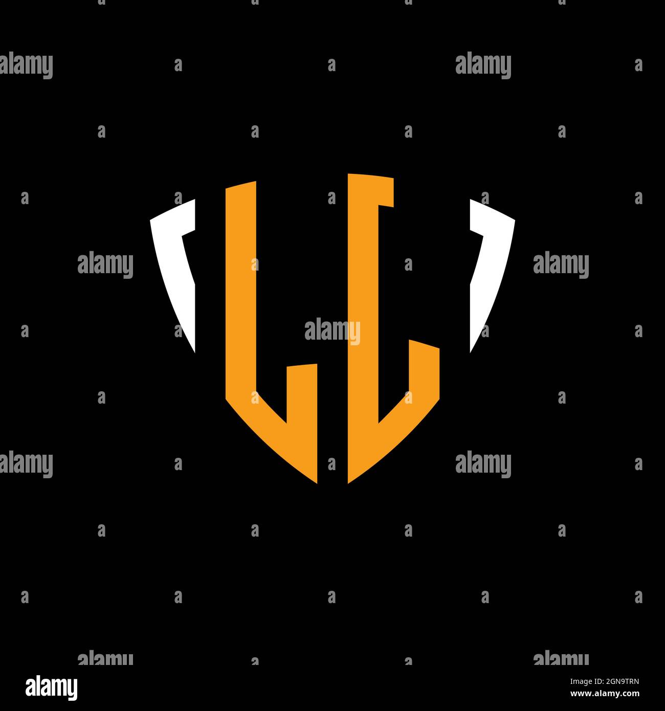 LJ logo with shield white orange shape design template isolated on ...