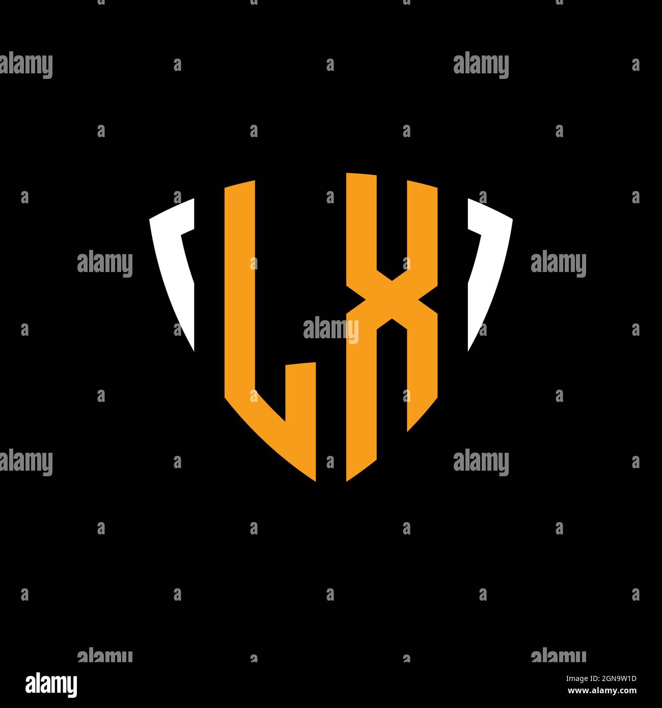 LX logo with shield white orange shape design template isolated on ...