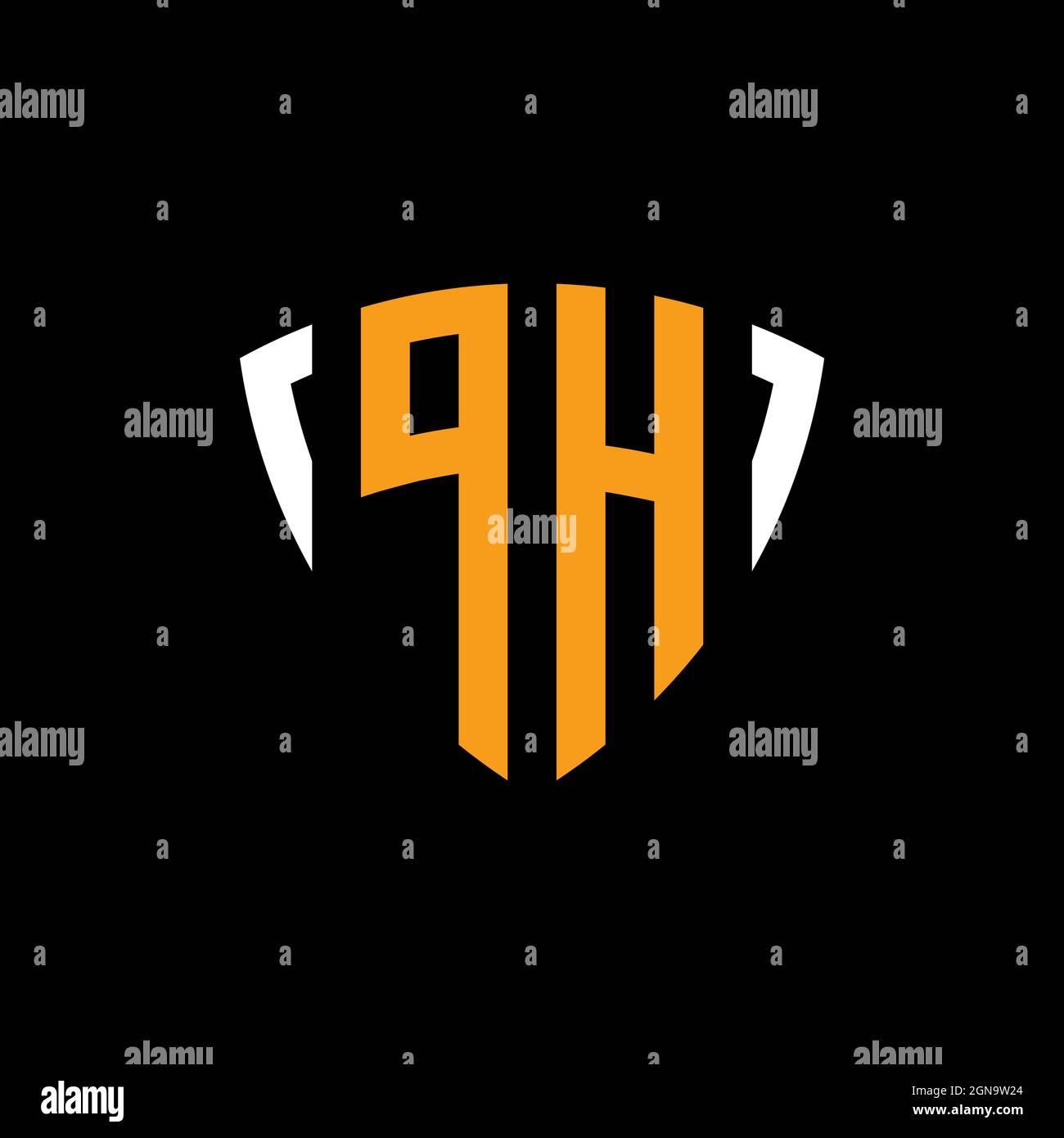 PH logo with shield white orange shape design template isolated on black  background Stock Vector Image & Art - Alamy