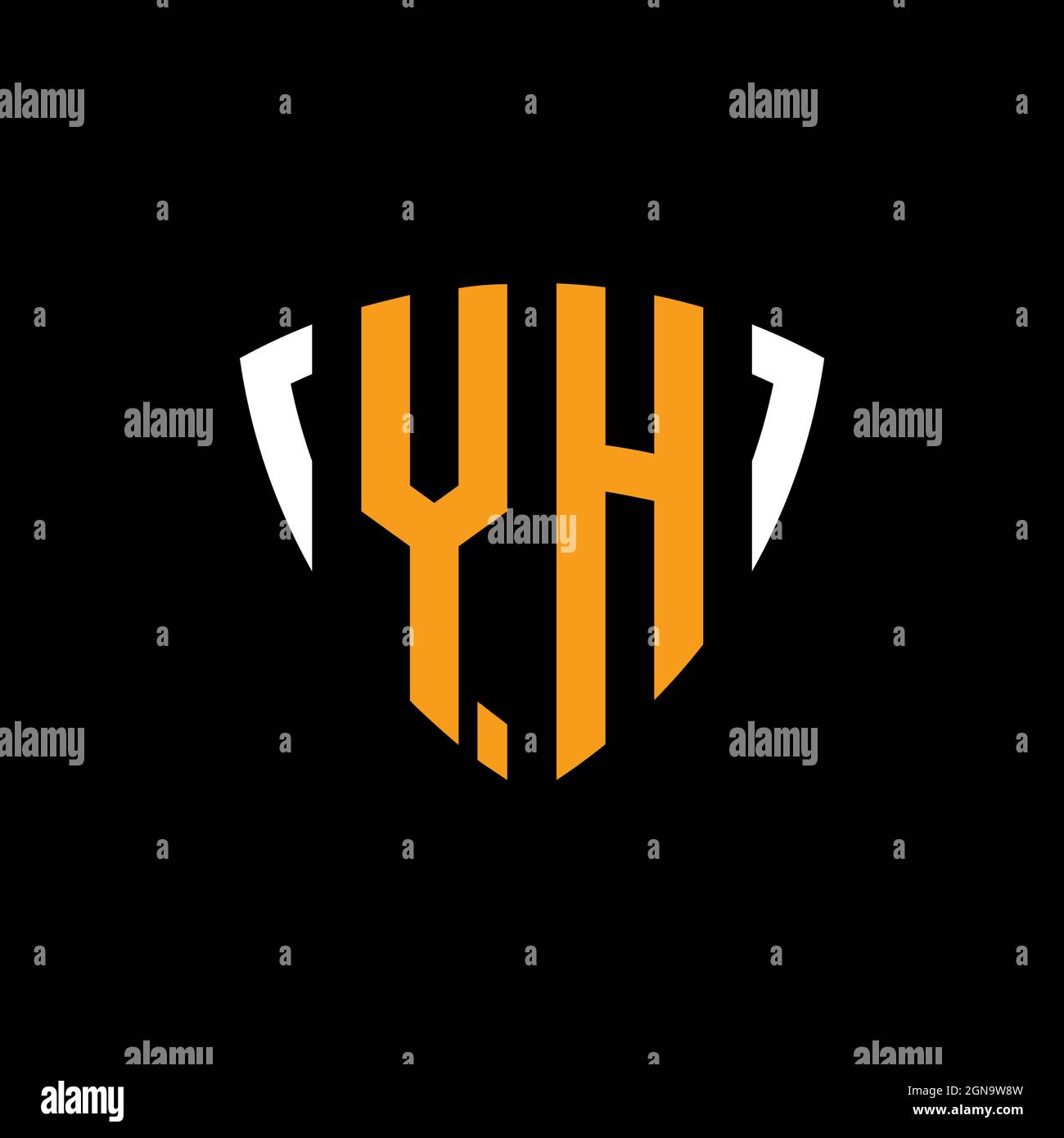 YH logo with shield white orange shape design template isolated on ...