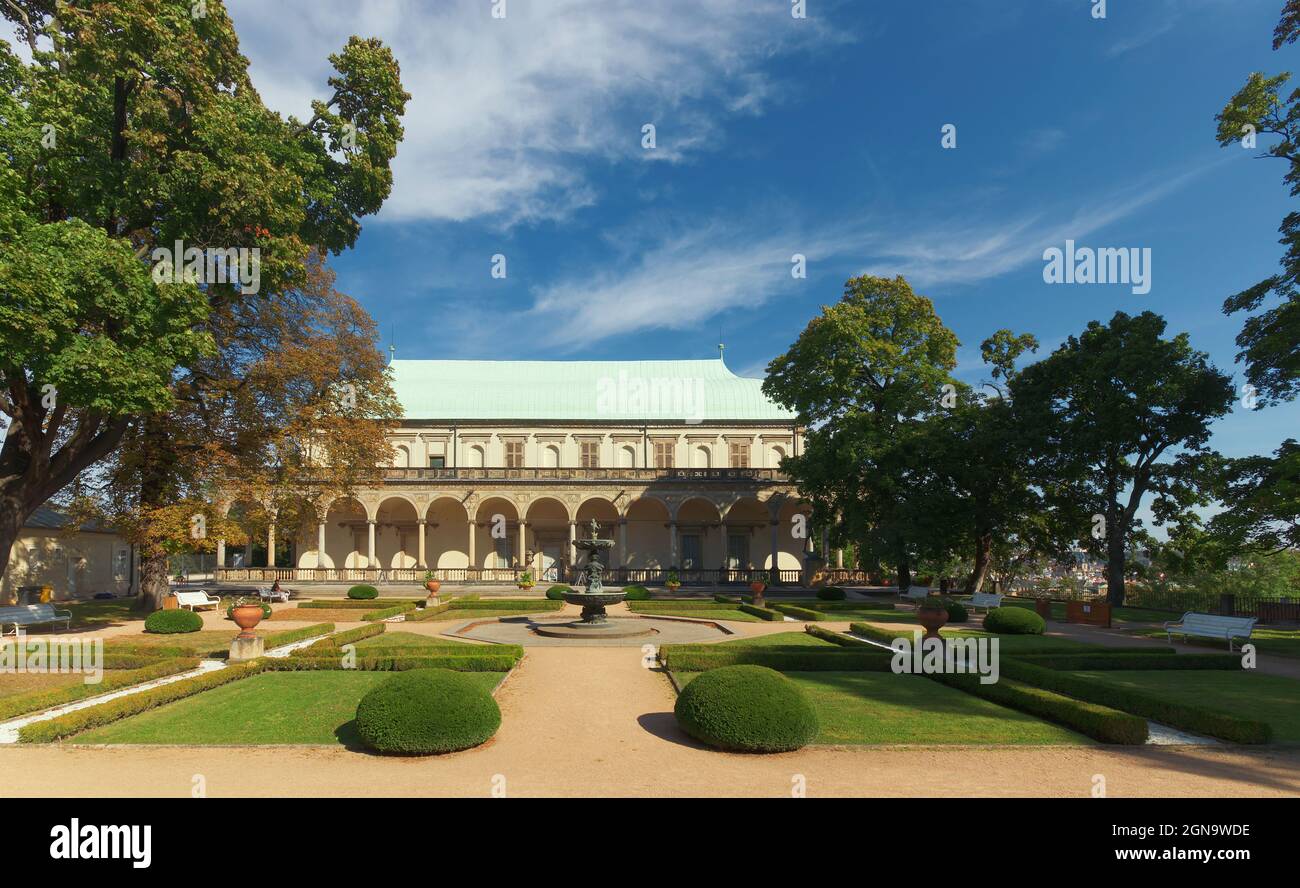 The Royal Garden of Prague Castle on the first sunny autumn day. On the ...