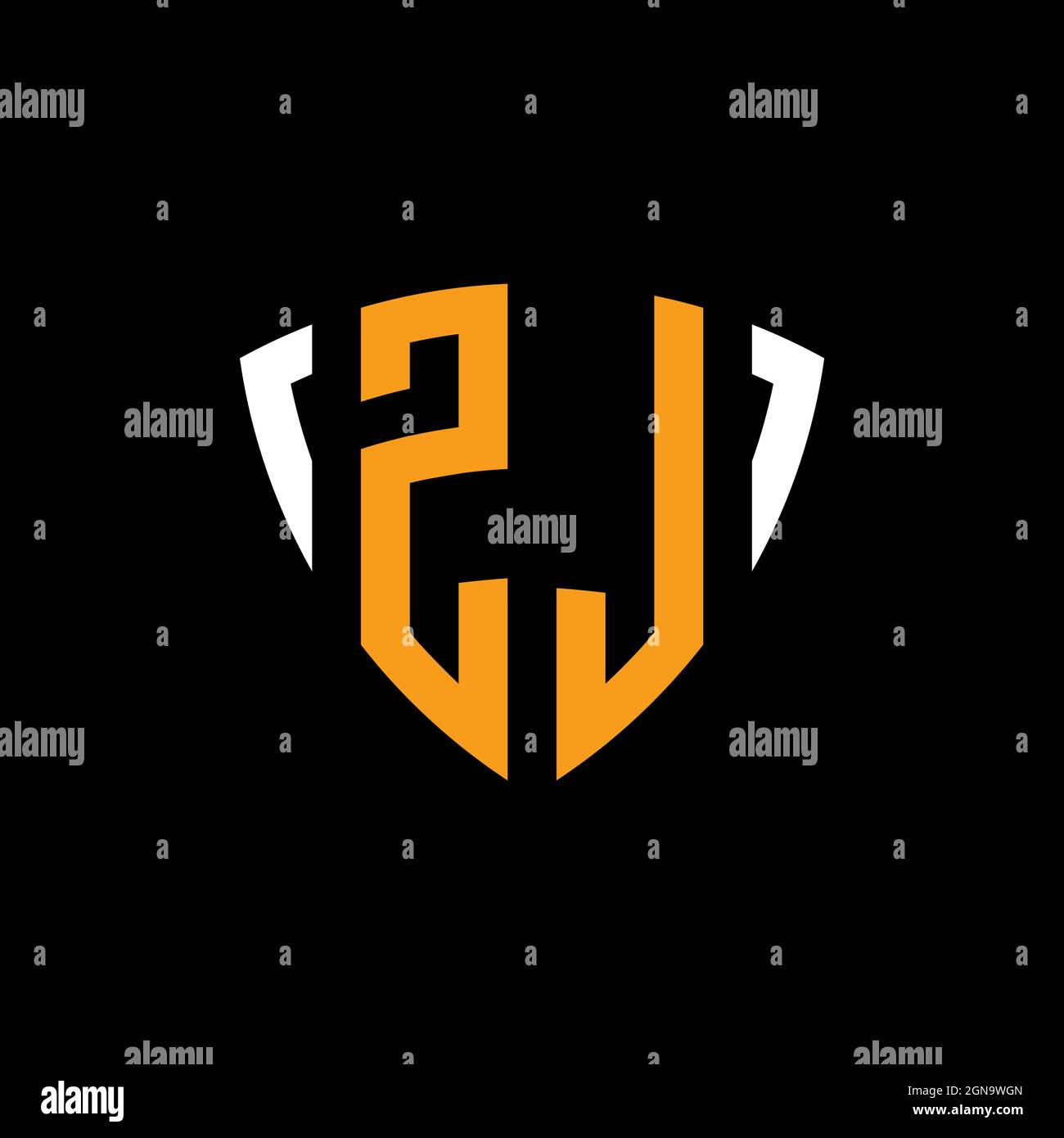 ZL logo with shield white orange shape design template isolated on ...
