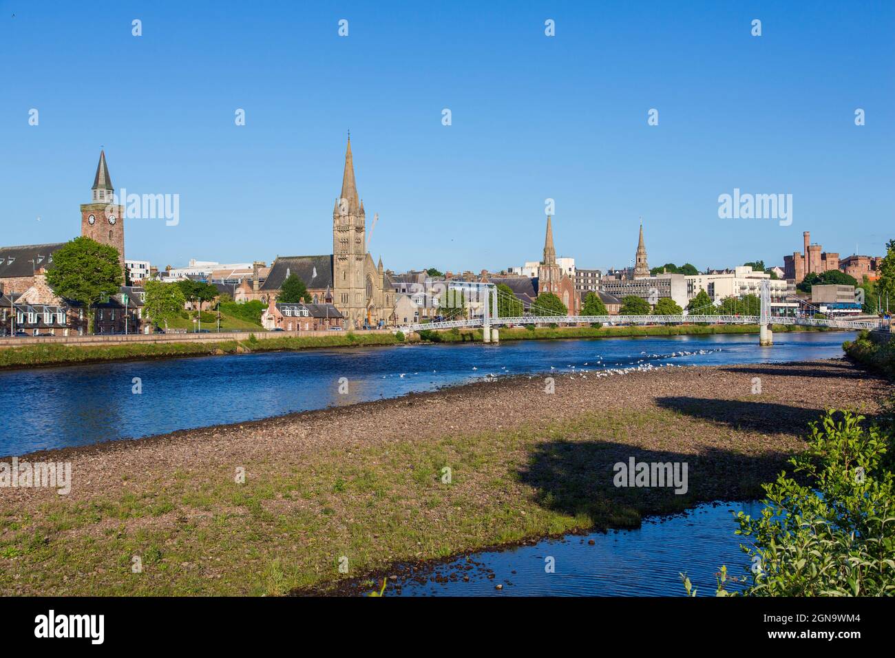 The city of Inverness on the banks of the River Ness, Highland, Scotland Stock Photo