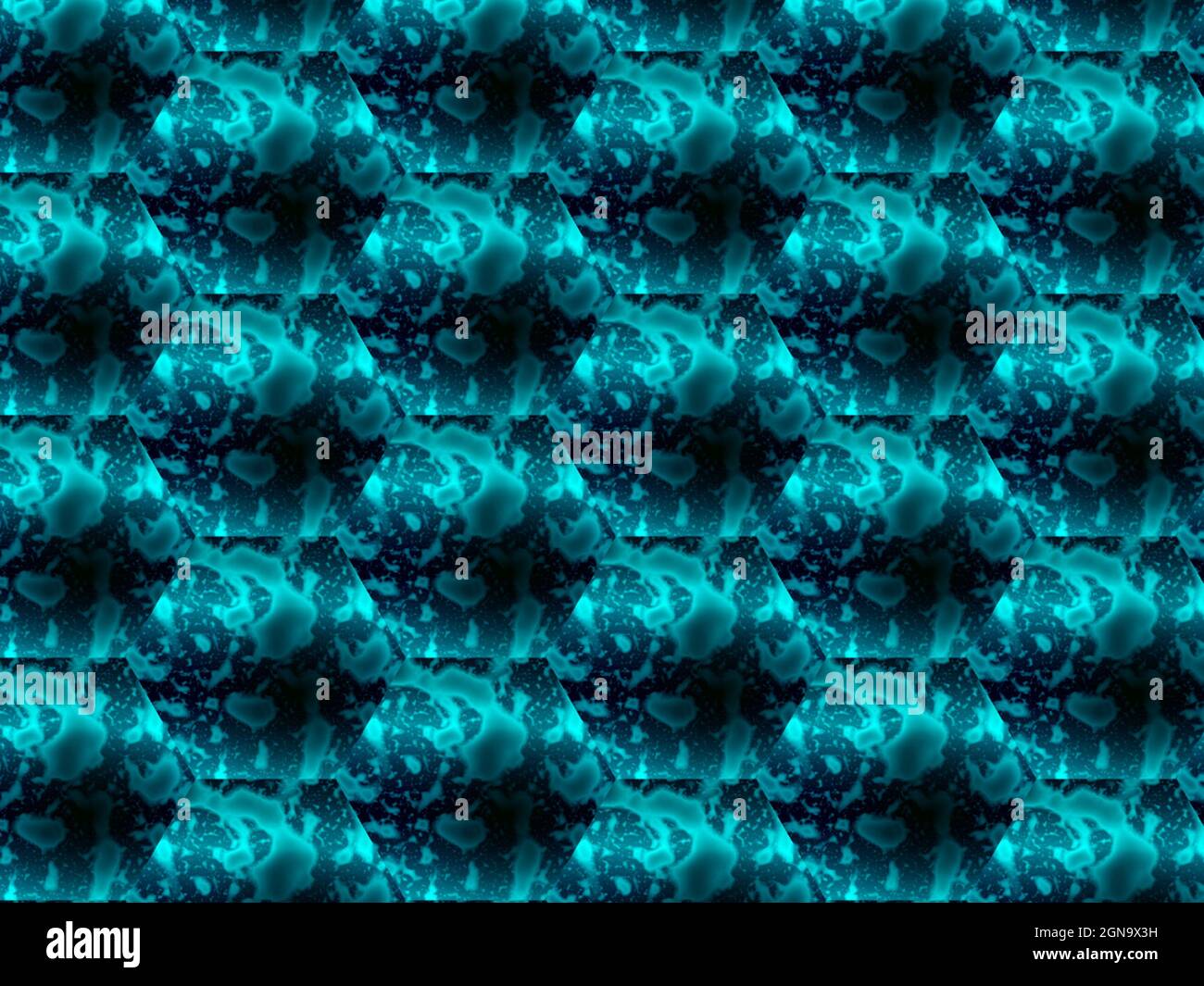Abstract background, blue green emerald gradient decorative creative fluorescent forms dynamic decorative pattern Stock Photo