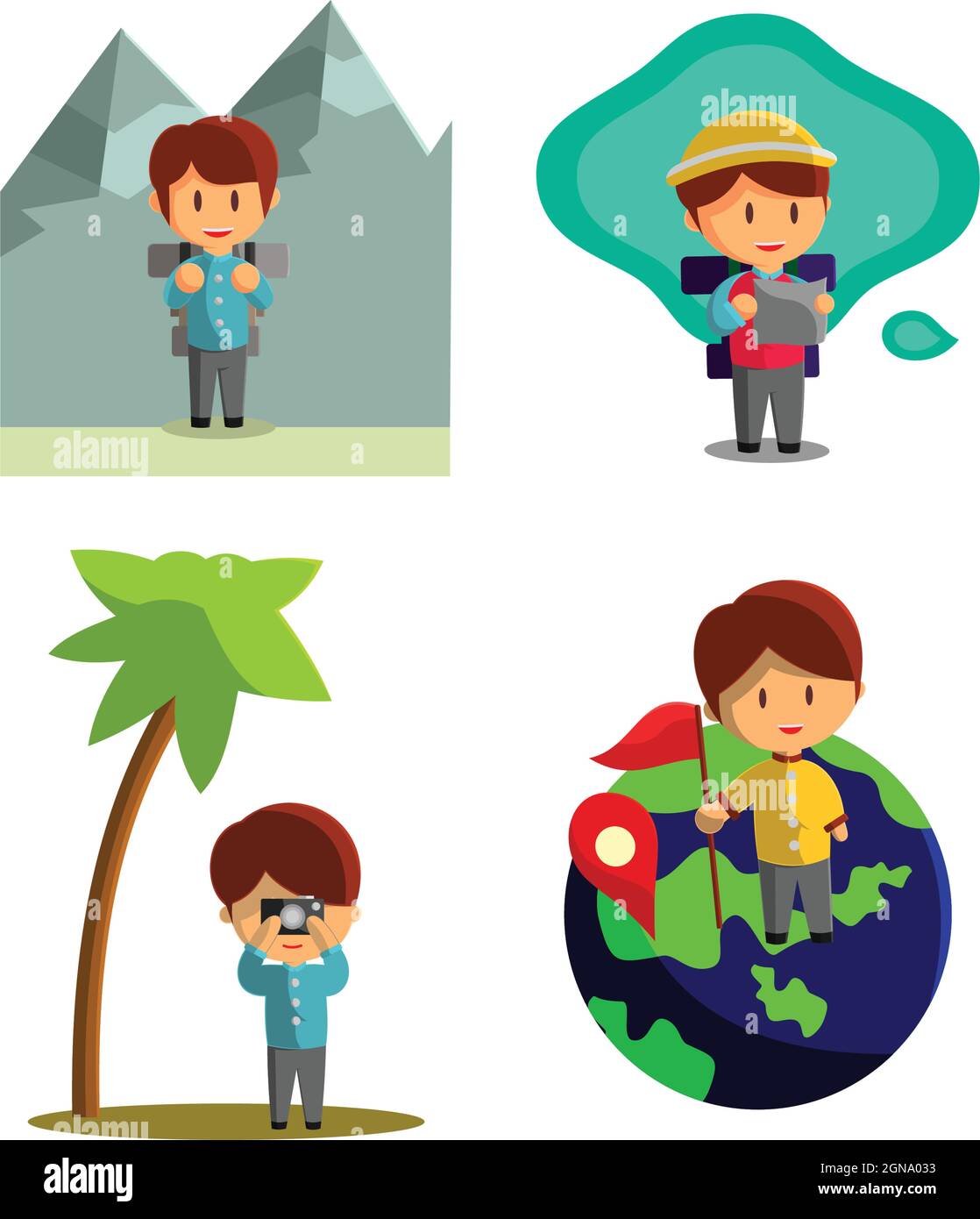 Character Vector Illustration on the theme World Tourism Set Stock Vector