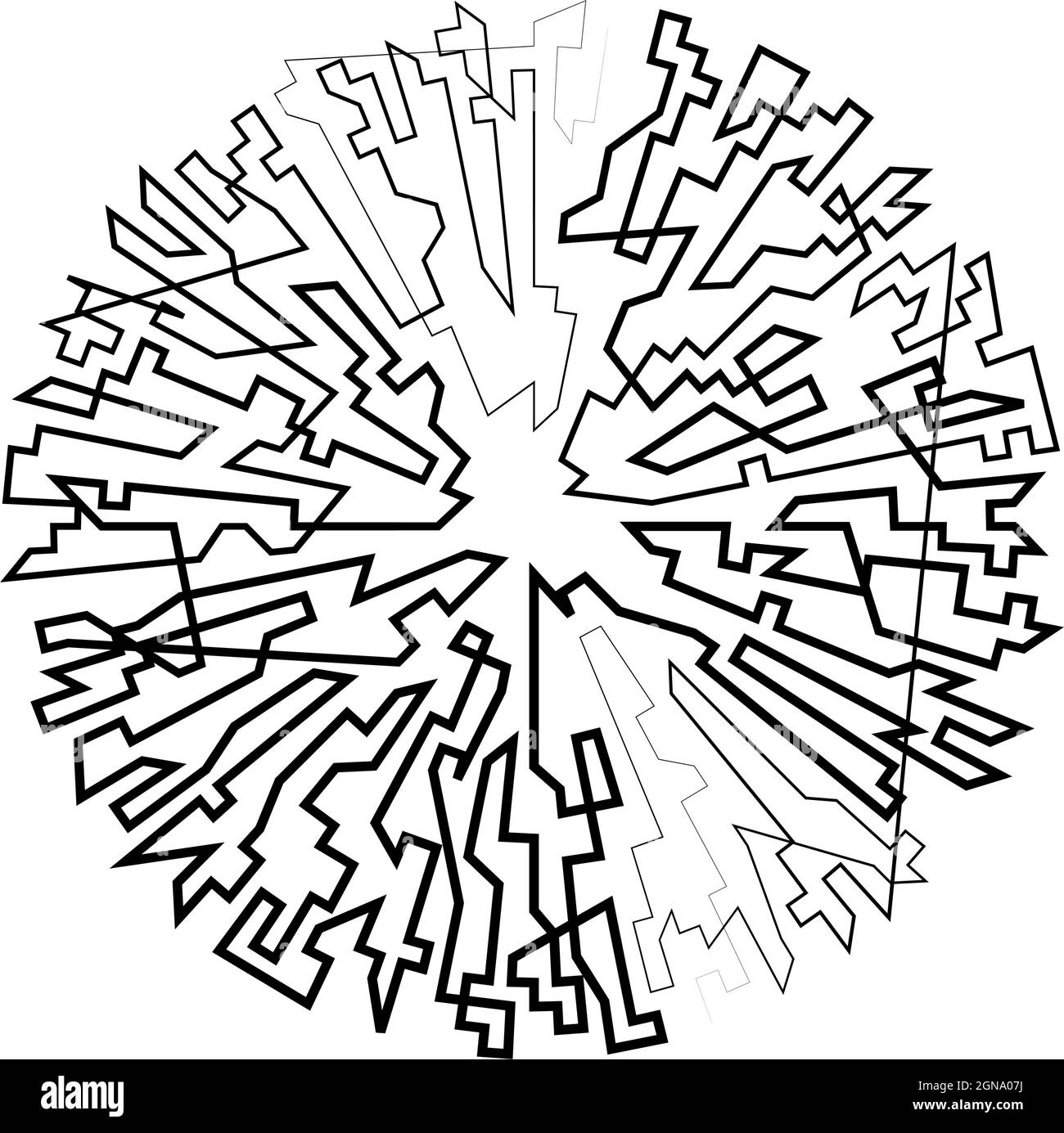 Geometric, random circular element. Abstract angular circle shape ...