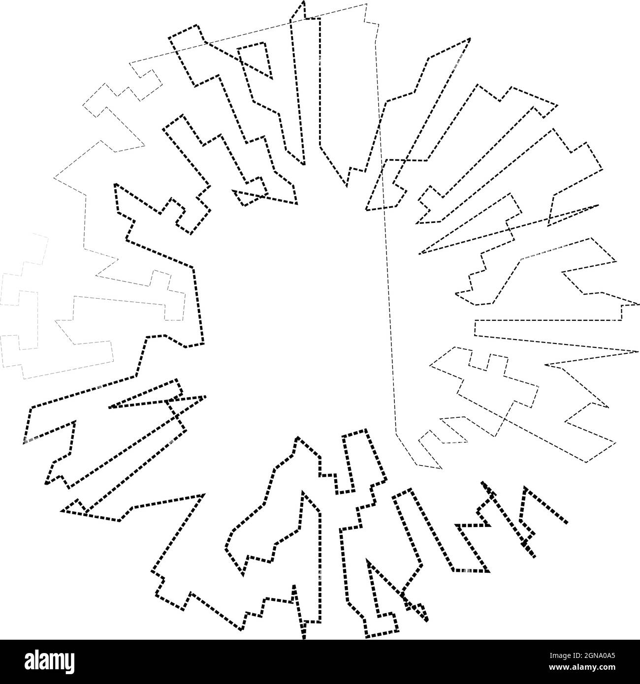 Geometric, random circular element. Abstract angular circle shape ...