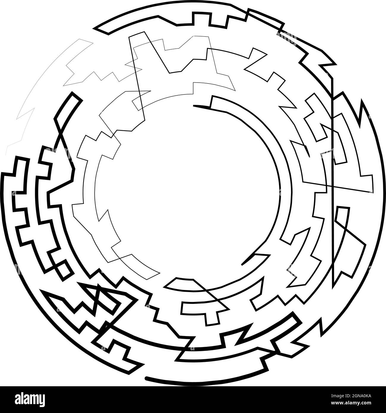 Geometric, random circular element. Abstract angular circle shape ...