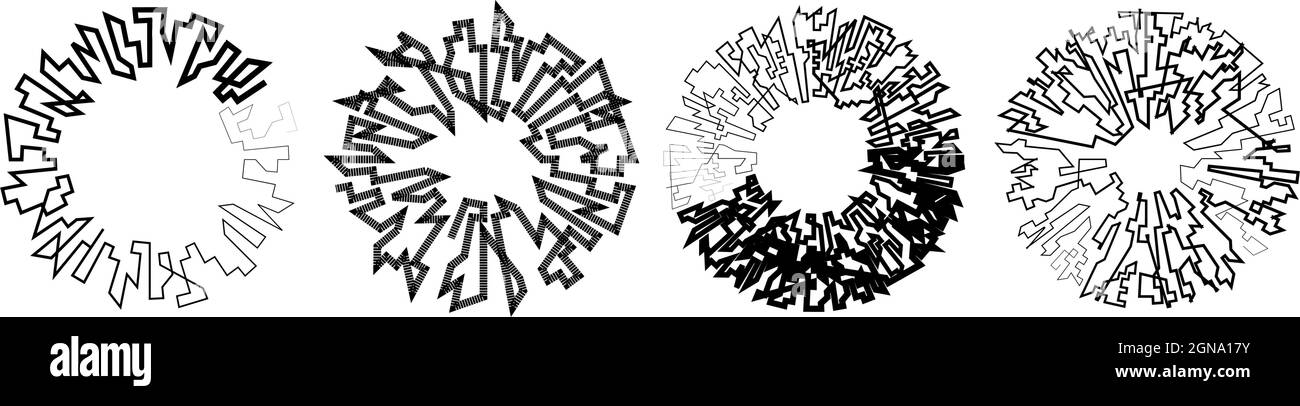 Geometric, random circular element. Abstract angular circle shape ...