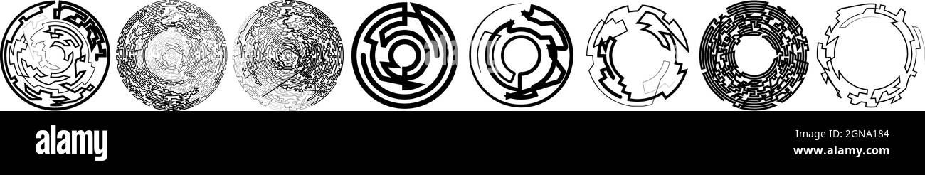 Geometric, random circular element. Abstract angular circle shape ...