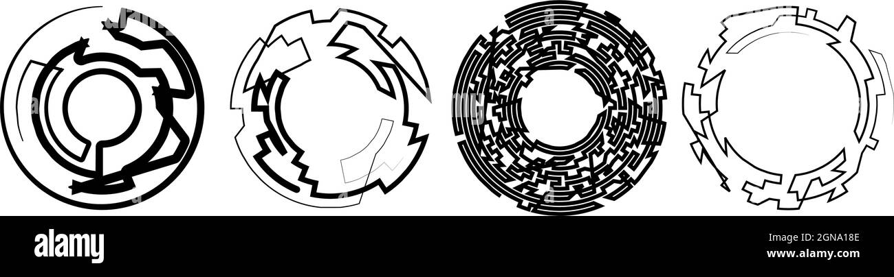 Geometric, random circular element. Abstract angular circle shape ...