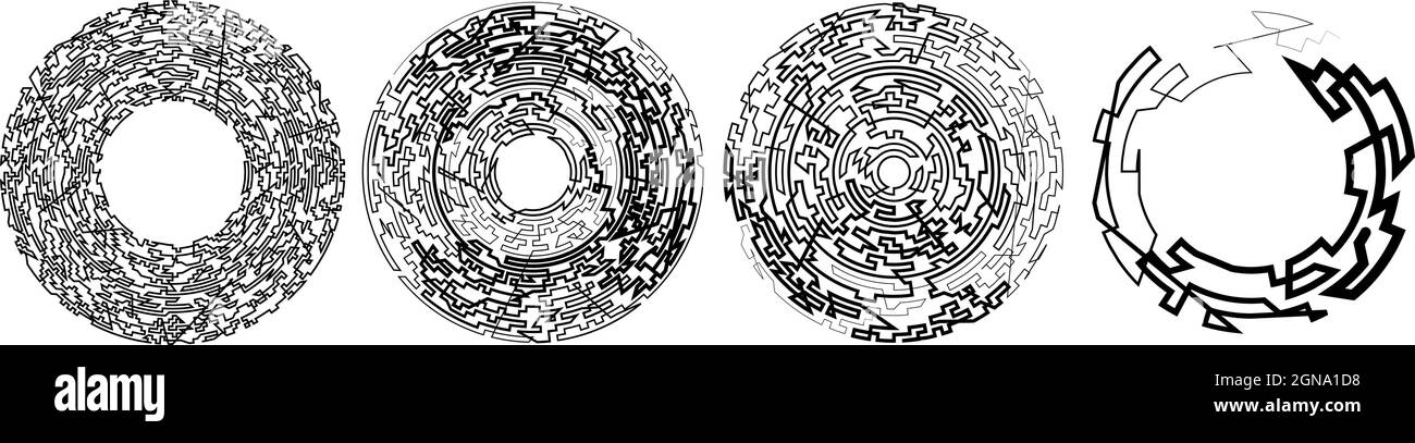 Geometric, random circular element. Abstract angular circle shape ...