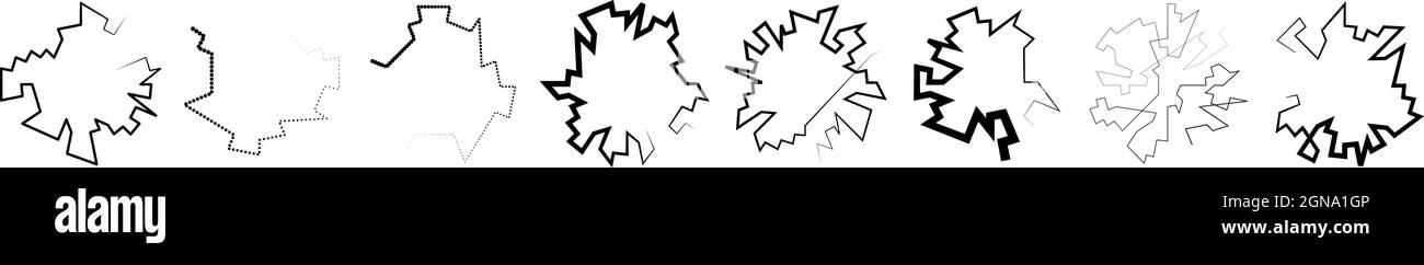 Geometric, random circular element. Abstract angular circle shape ...