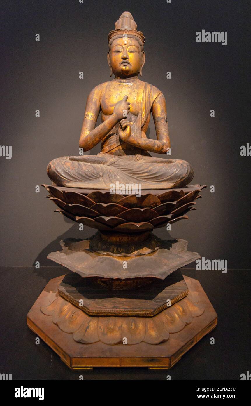 Ancient Buddha sculptures, Tokyo National Museum, Buddhist art, Sculptural masterpieces Stock Photo