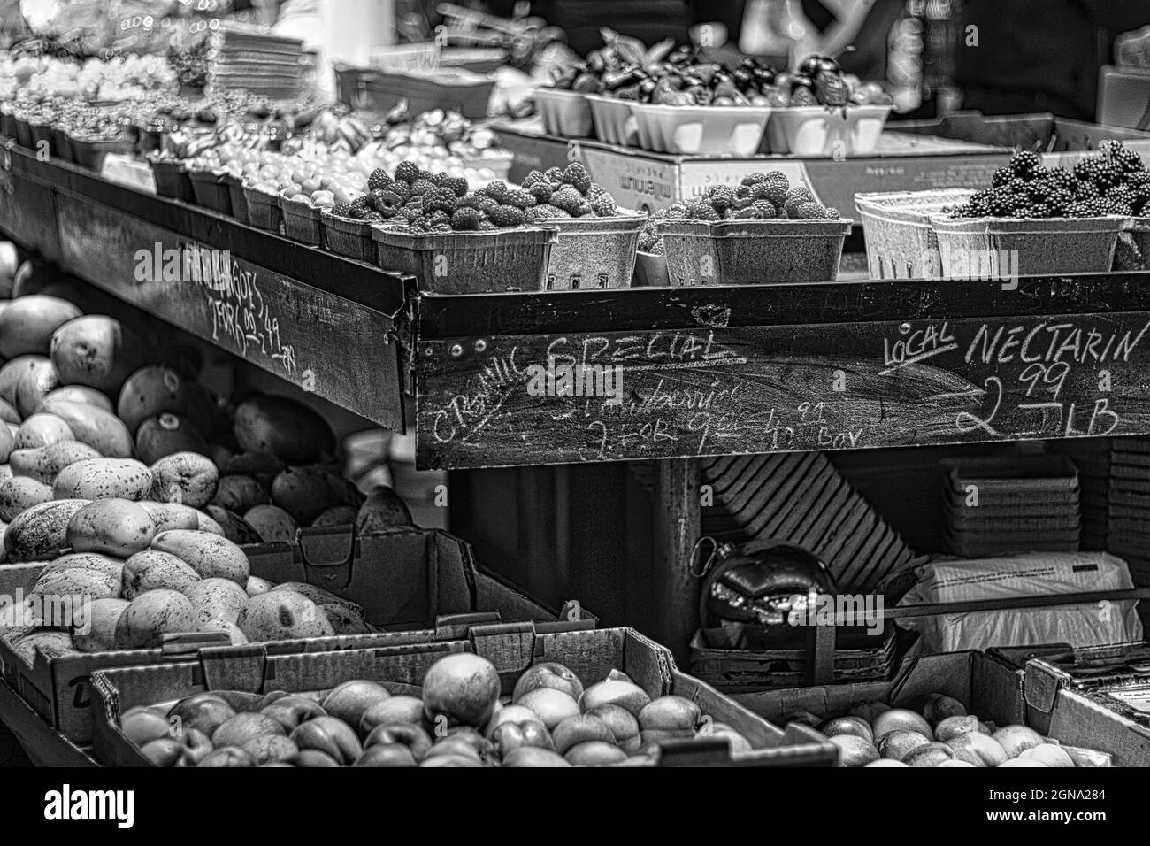 Black and White Fruit Market Stock Photo - Alamy