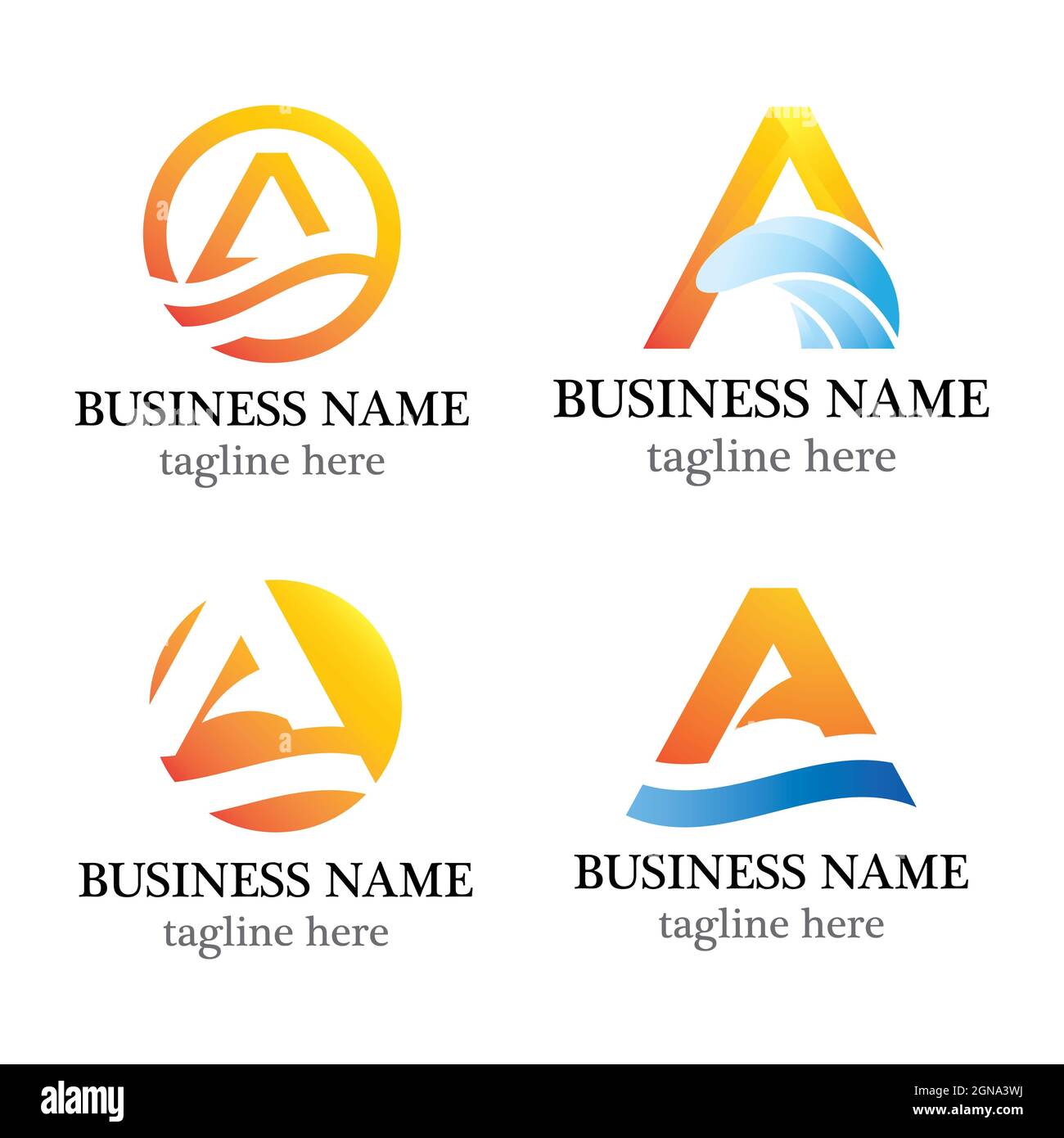 A Letter logo business template vector icon set Stock Photo - Alamy