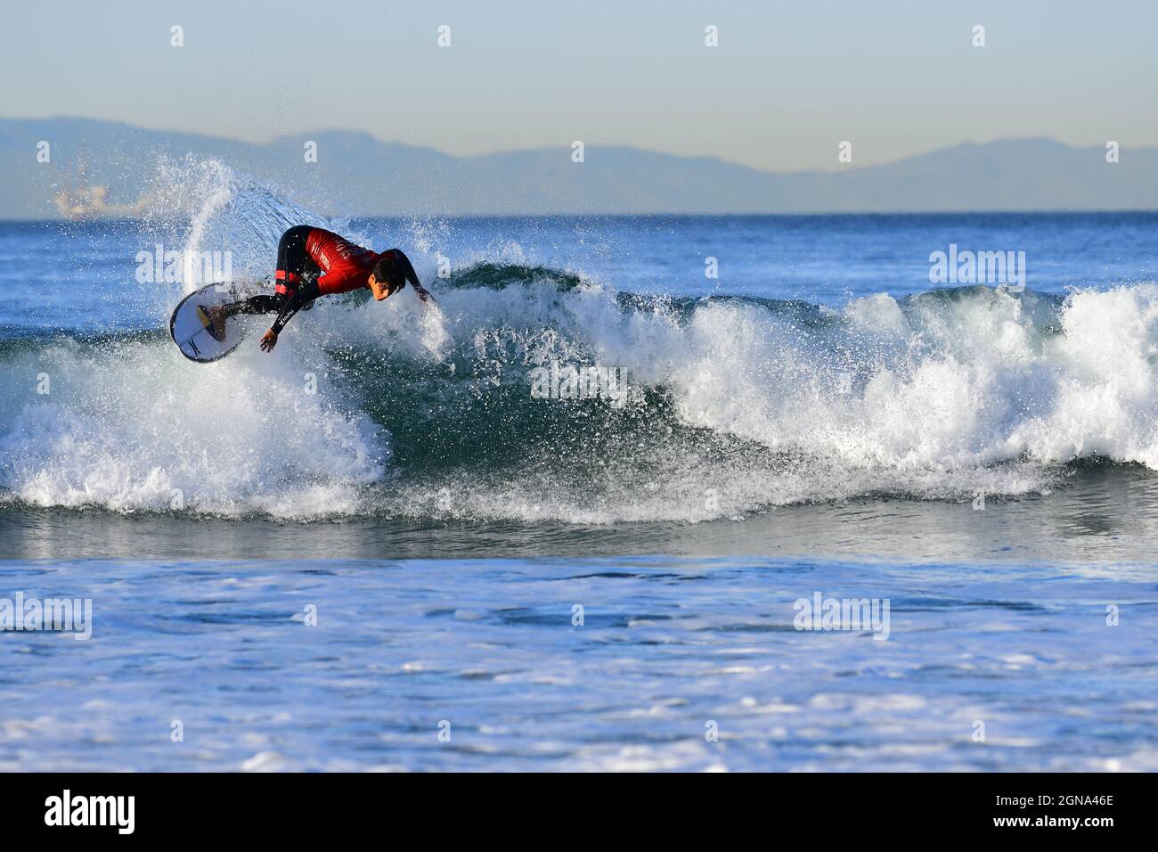 Surfers Huntington Beach Pier Stock Photo