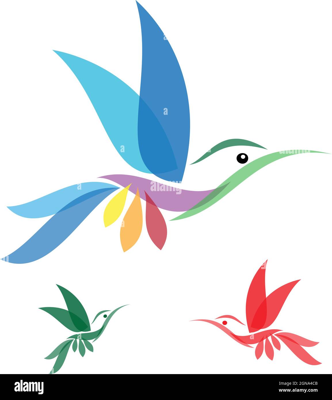 Isolated abstract humming bird in white background. Easy editable layered vector illustration. Wild Animals. Stock Vector