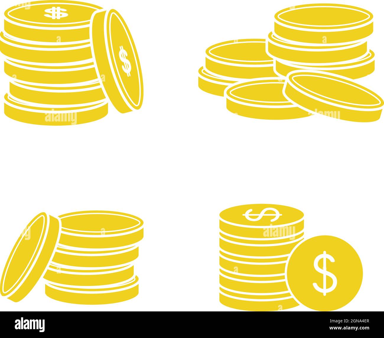 Coin stack icon set design template illustration isolated Stock Vector