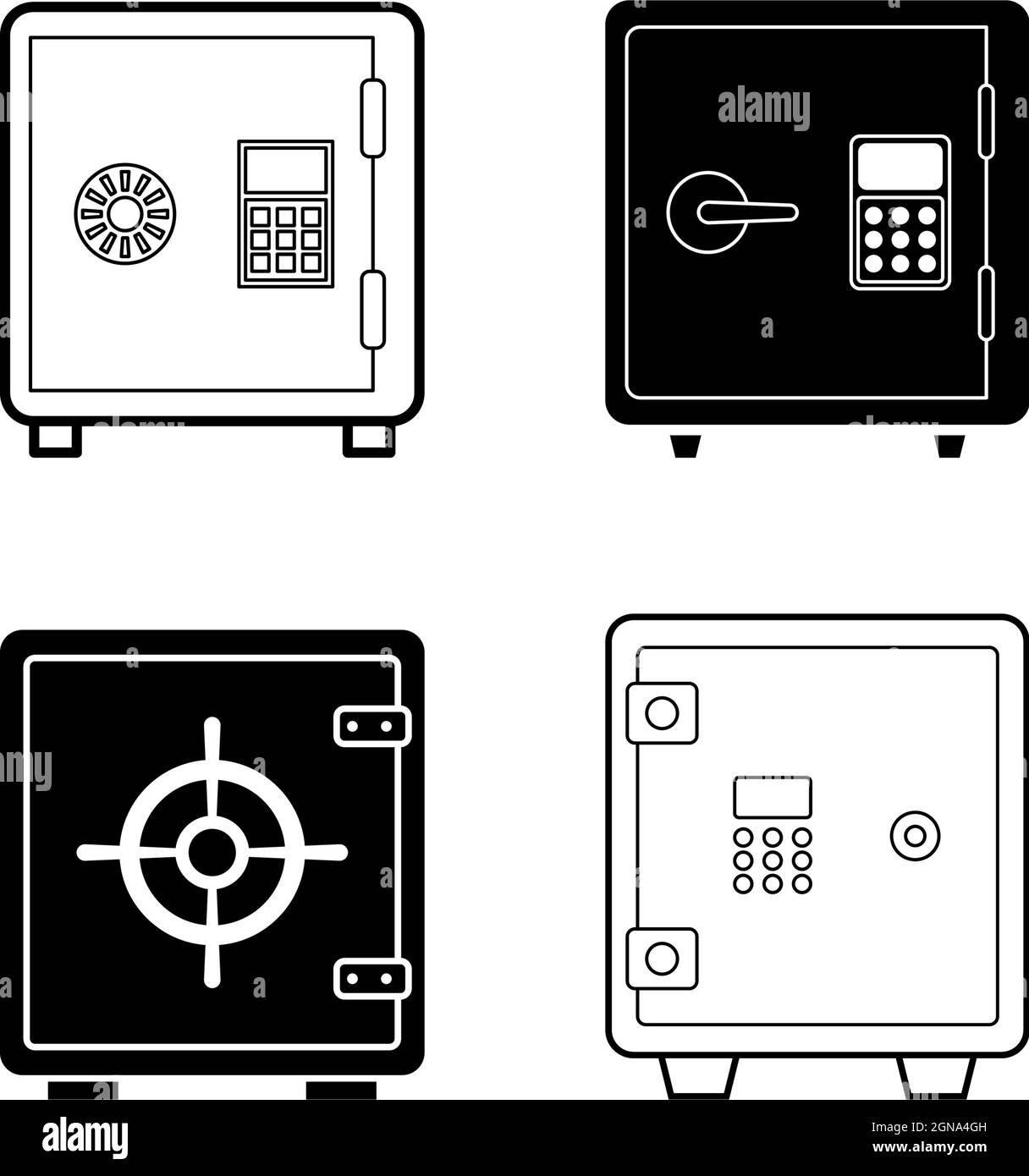 Safe box icon set design template illustration isolated Stock Vector