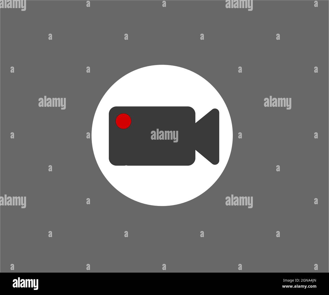 Camcorder button isolated on grey background, video recording button