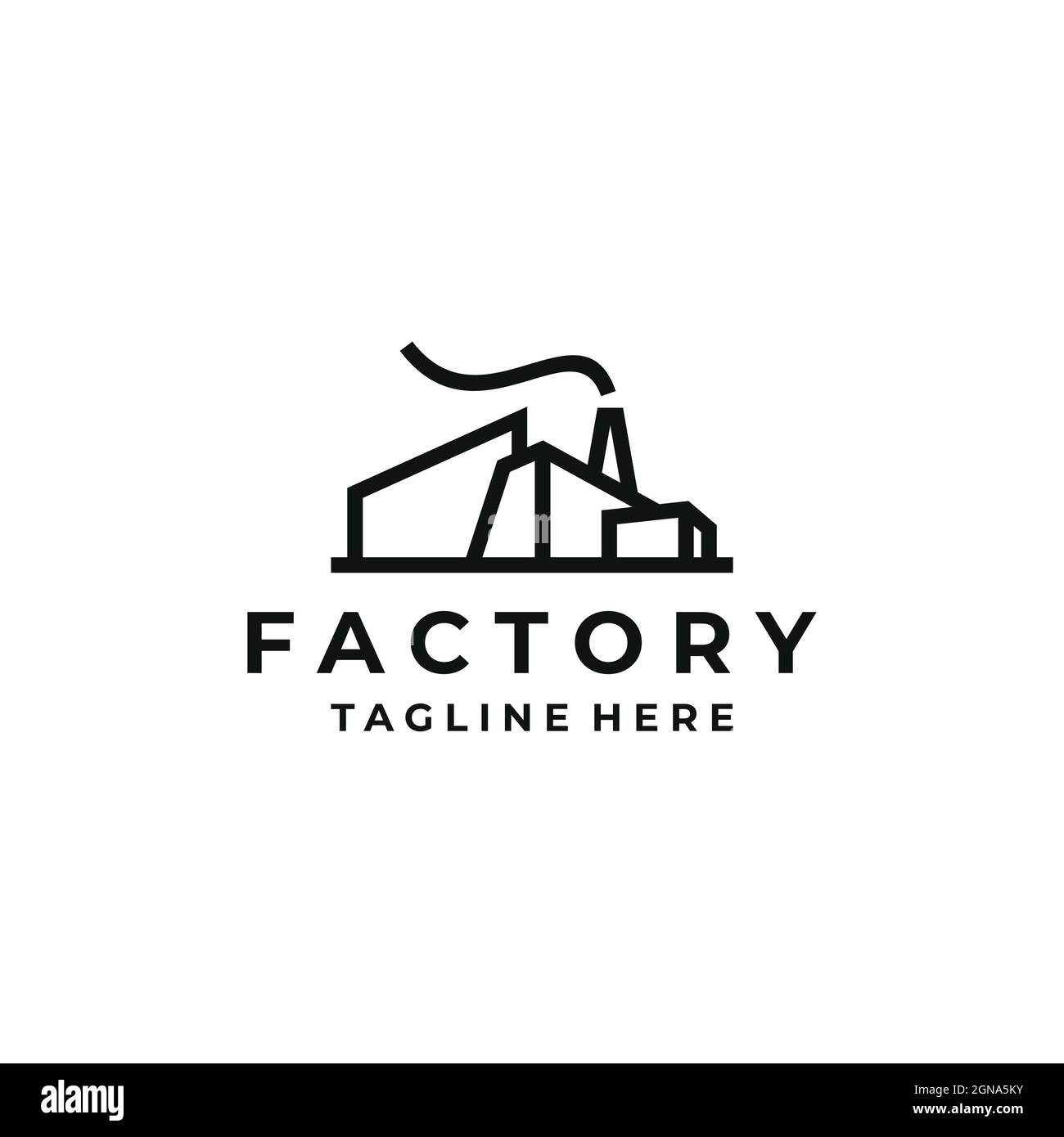 Line art Factory building logo design. Modern industrial logo design ...