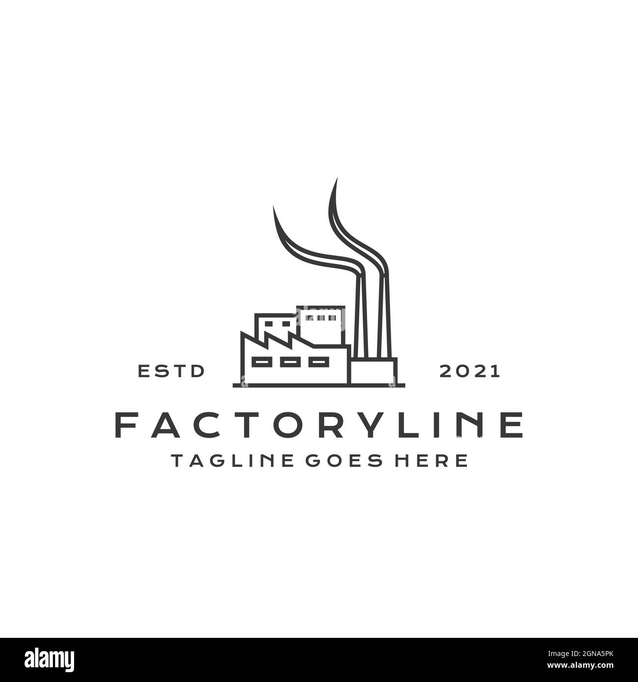 Line art Factory building logo design. Modern industrial logo design ...
