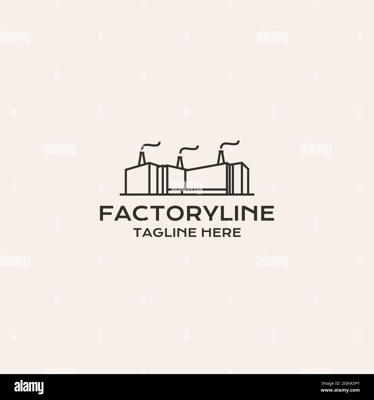 Line art Factory building logo design. Modern industrial logo design ...