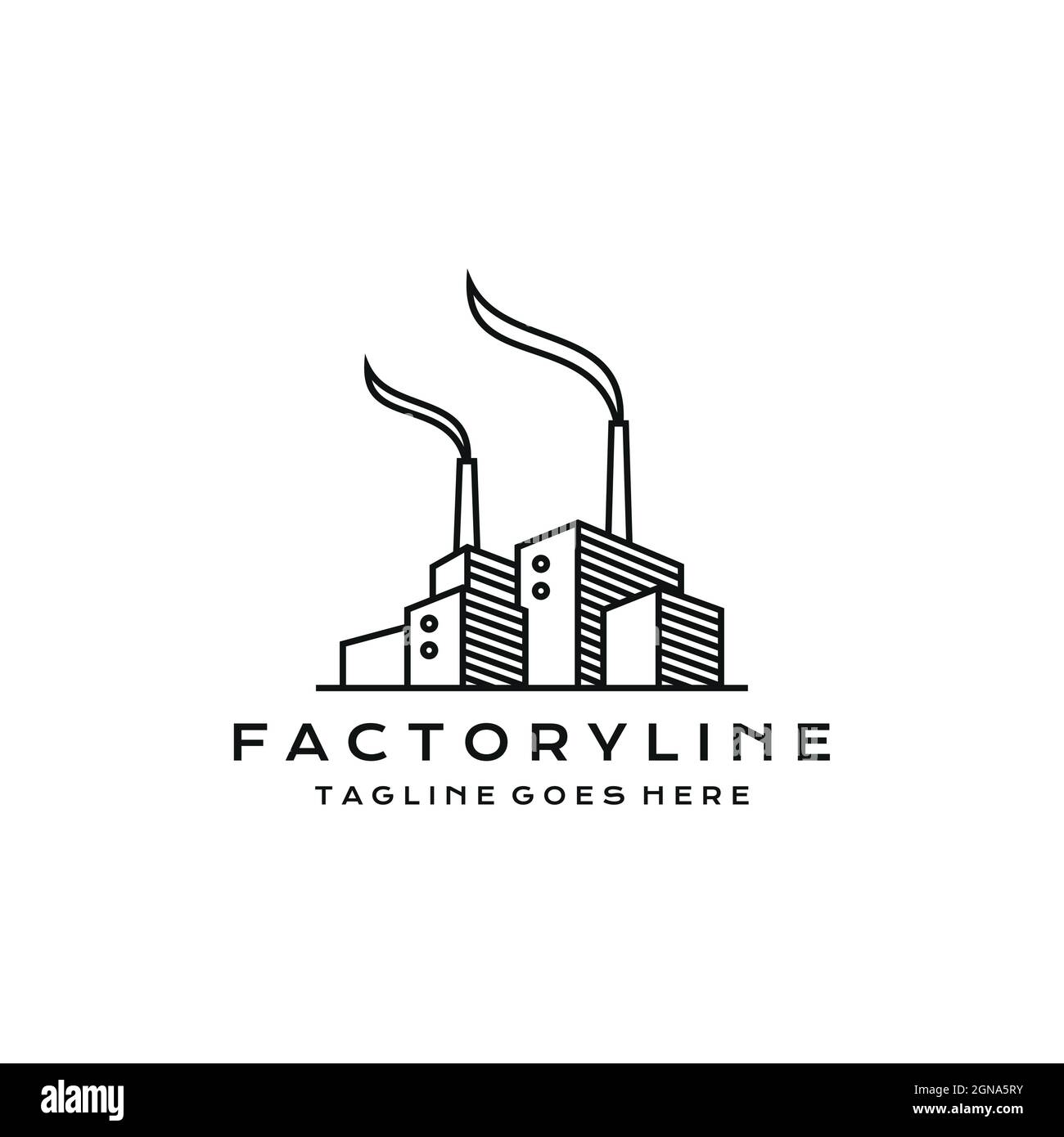 Line art Factory building logo design. Modern industrial logo design ...