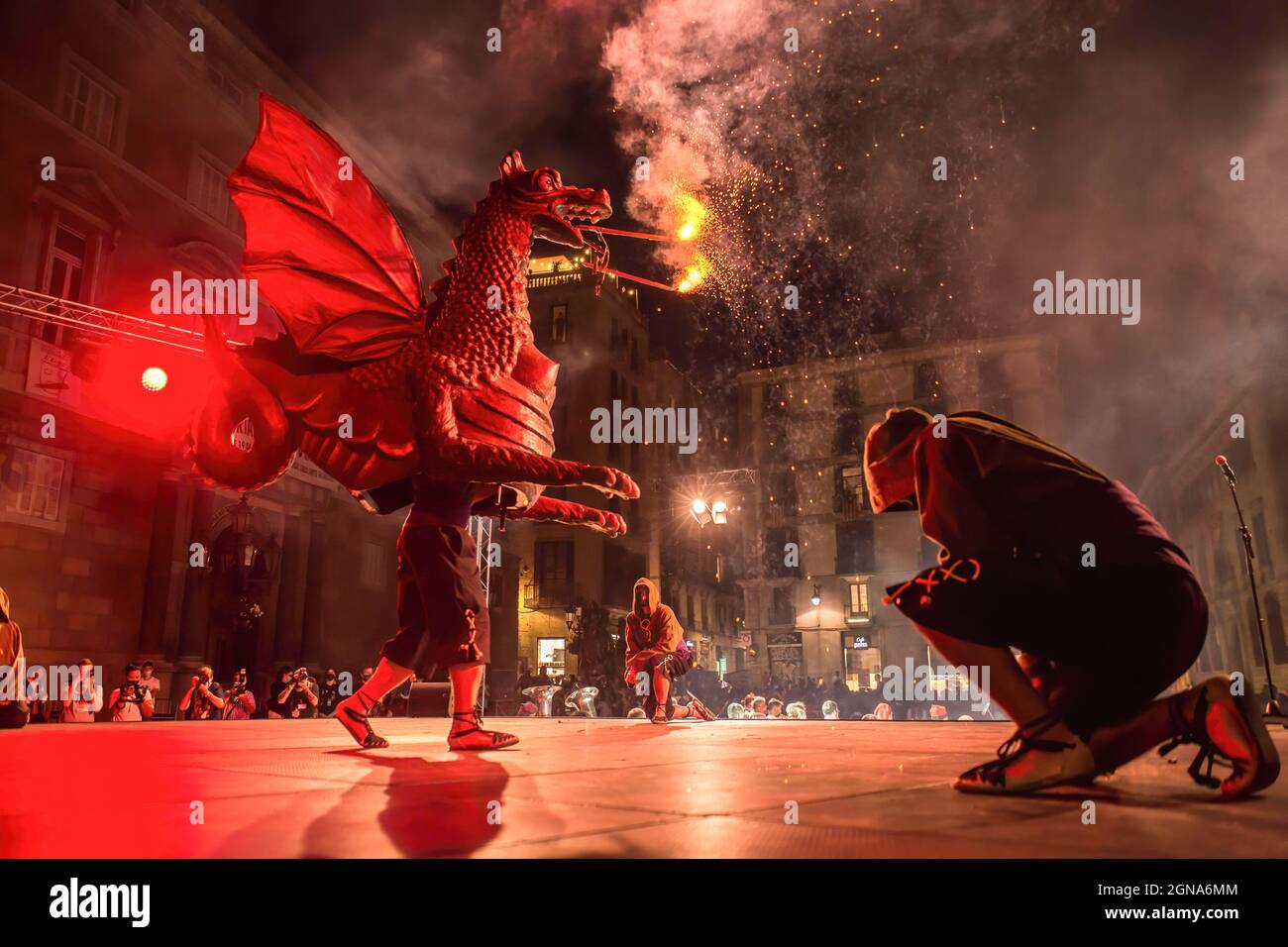 Barcelona, Spain. 23rd Sep, 2021. Correfoc performs during the festival.The Touch Home of the main festival in Barcelona, La Merce, has started with traditional attractions of Catalan culture. Credit: SOPA Images Limited/Alamy Live News Stock Photo