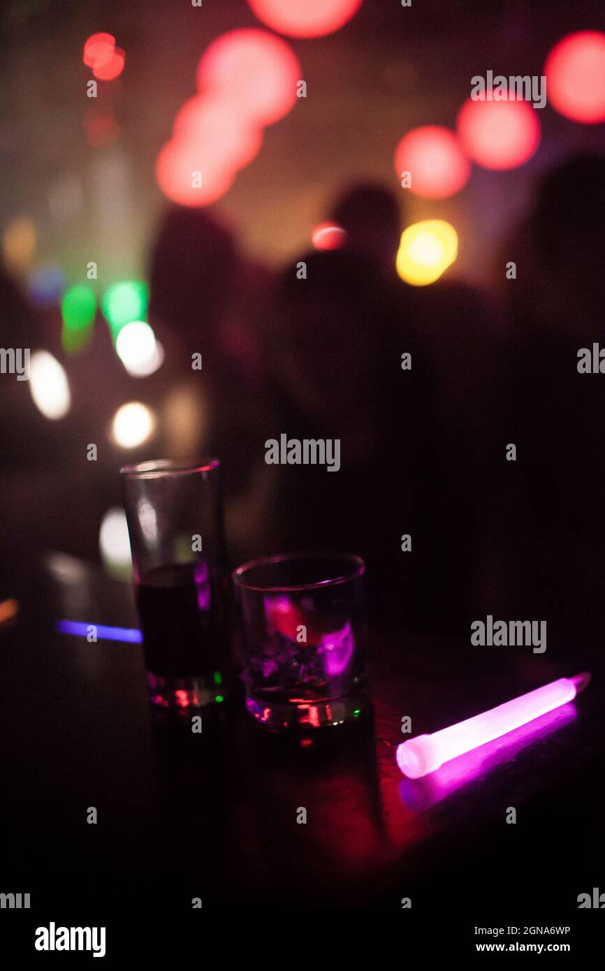 bokeh lights dj concert nightclub rave party nightlife, electronic music Stock Photo