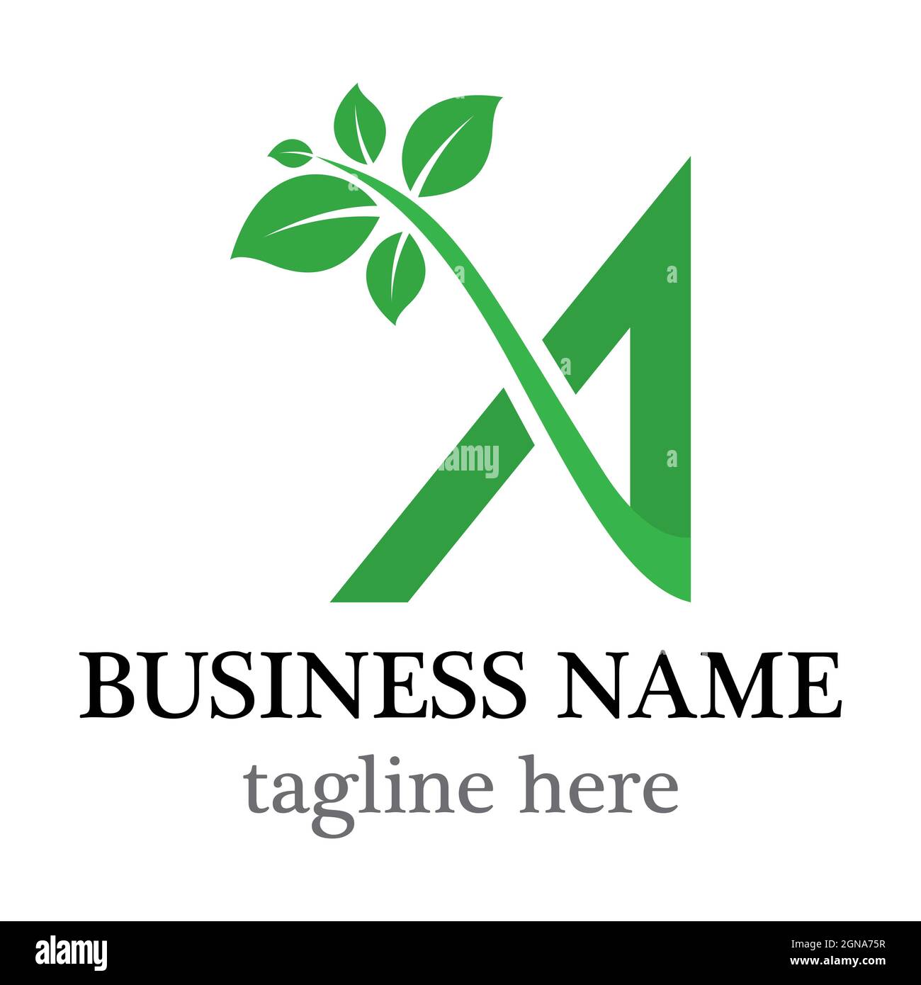 A Letter with leaf logo business template vector icon Stock Photo - Alamy