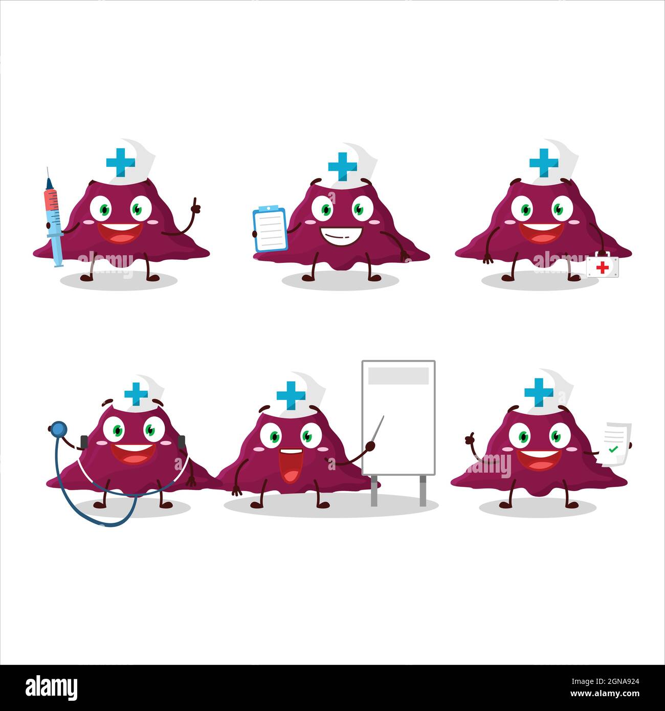 Doctor profession emoticon with delta covirus cartoon character. Vector