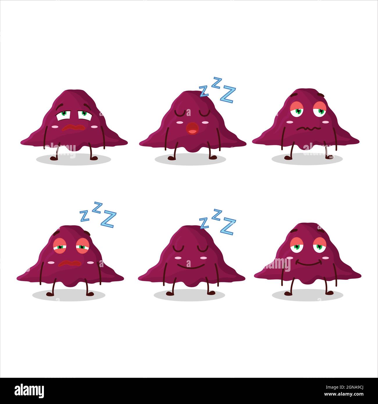 Cartoon character of delta covirus with sleepy expression. Vector