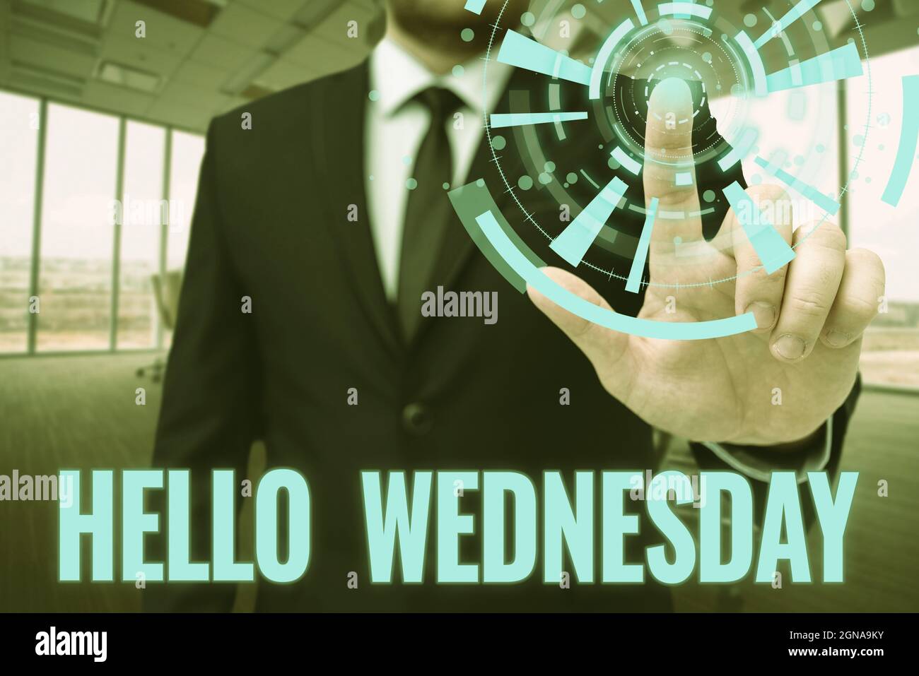 Working Wednesday Sign Hand writing sign Hello Wednesday. Internet Concept Hump day Middle of ...